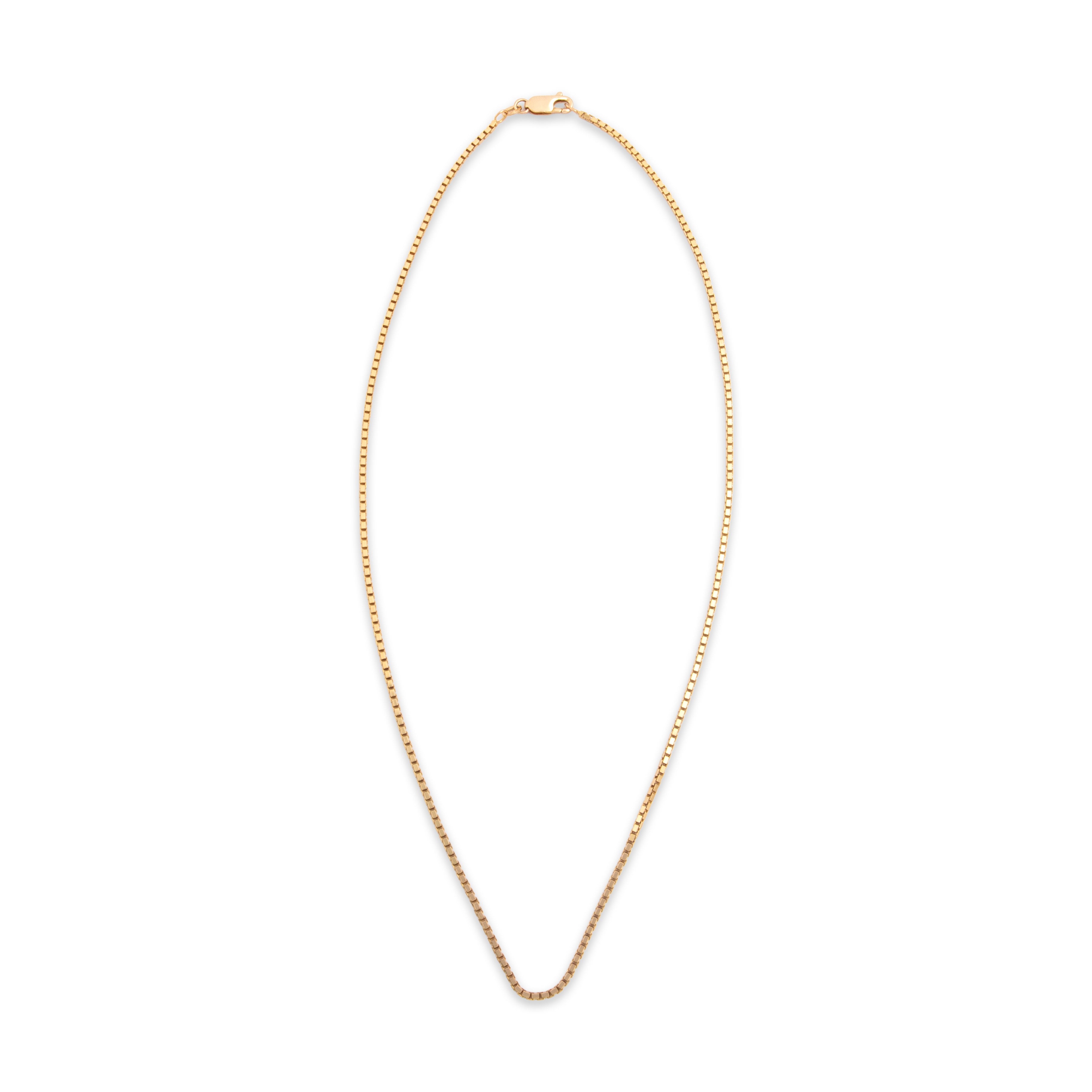 Vintage Italian 14k Yellow Gold Sleek Dimensional Box 1.6mm Chain - Overall view