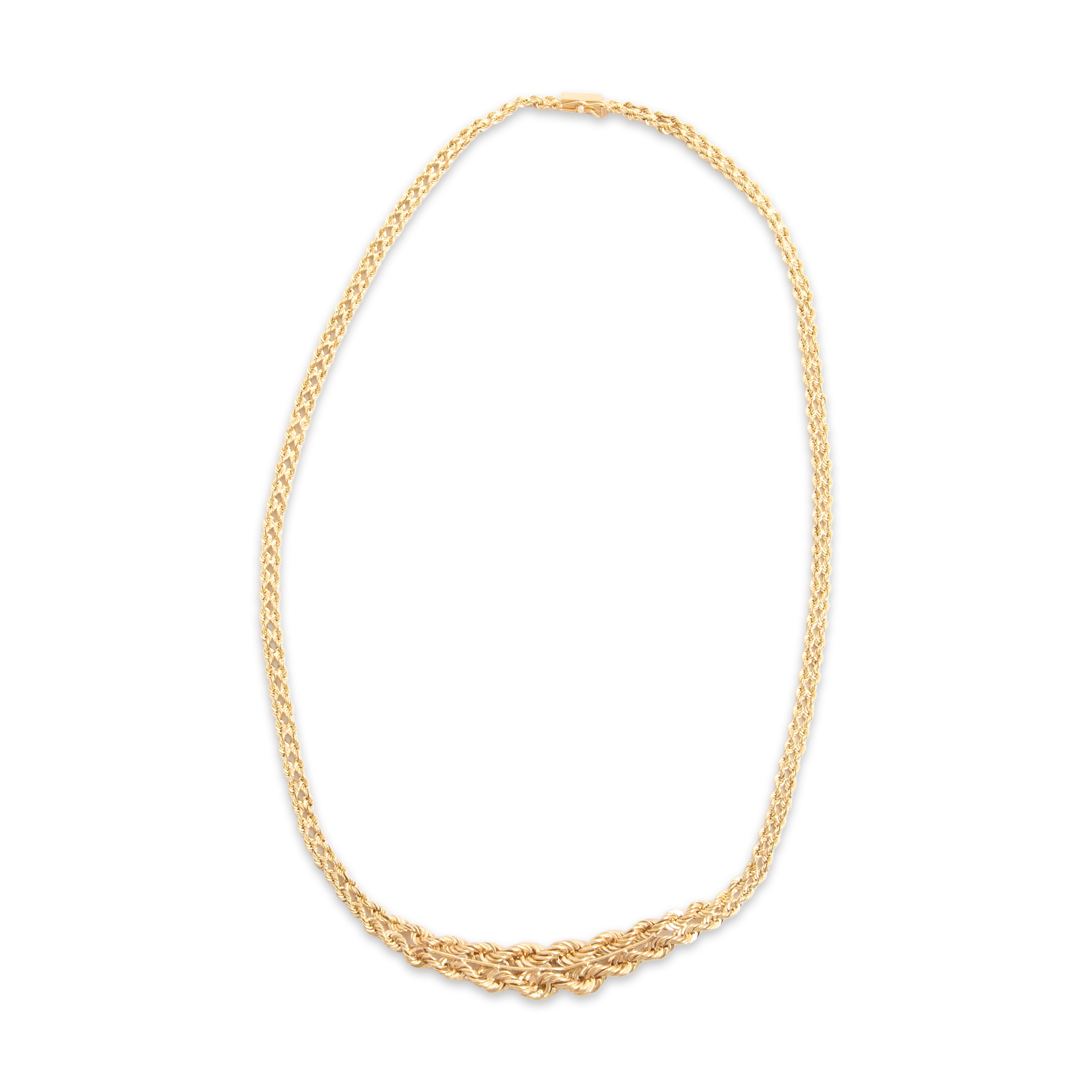 Vintage 14k Yellow Gold Diamond Spectacular Woven Rope Necklace - Back view