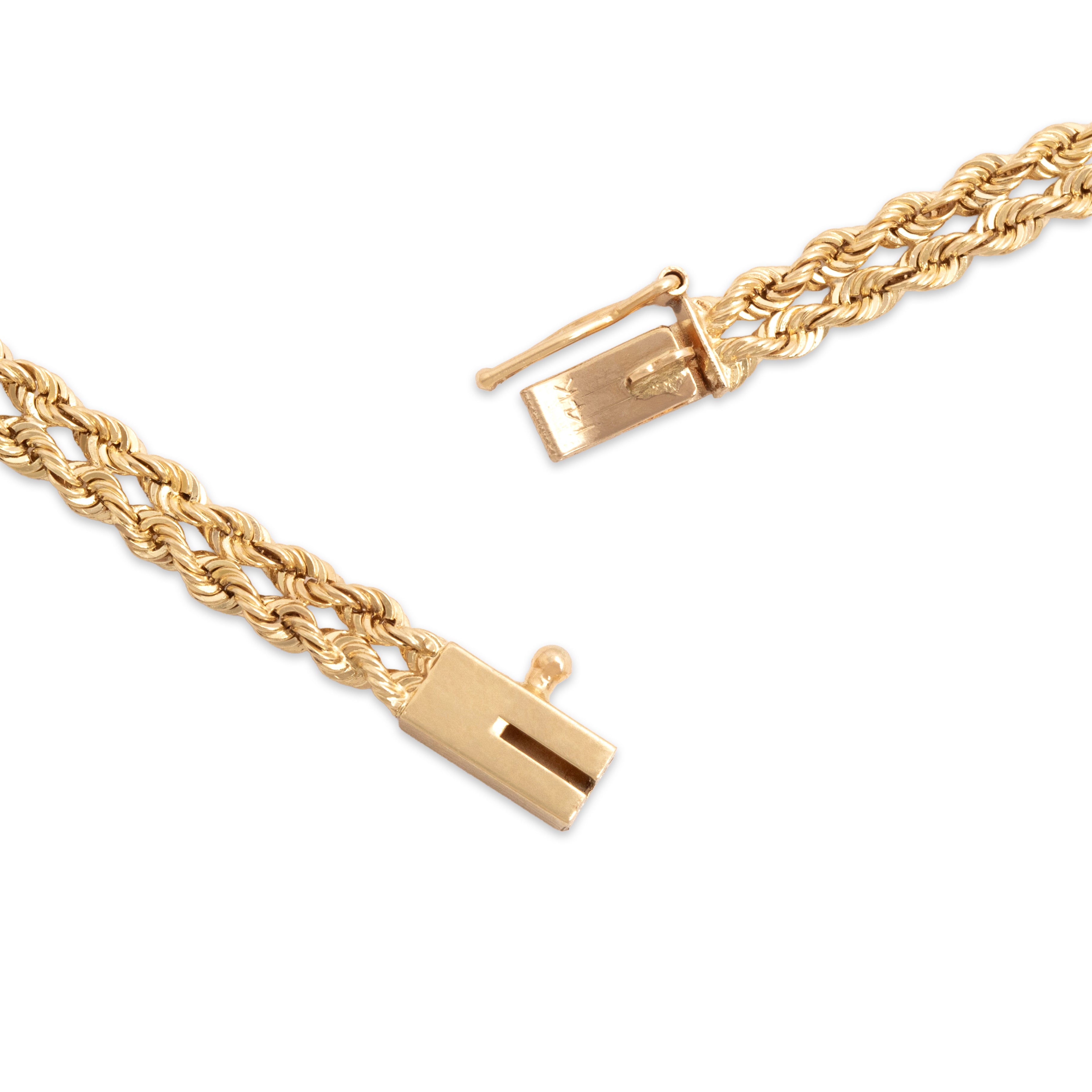 Vintage 14k Yellow Gold Diamond Spectacular Woven Rope Necklace - clasp view