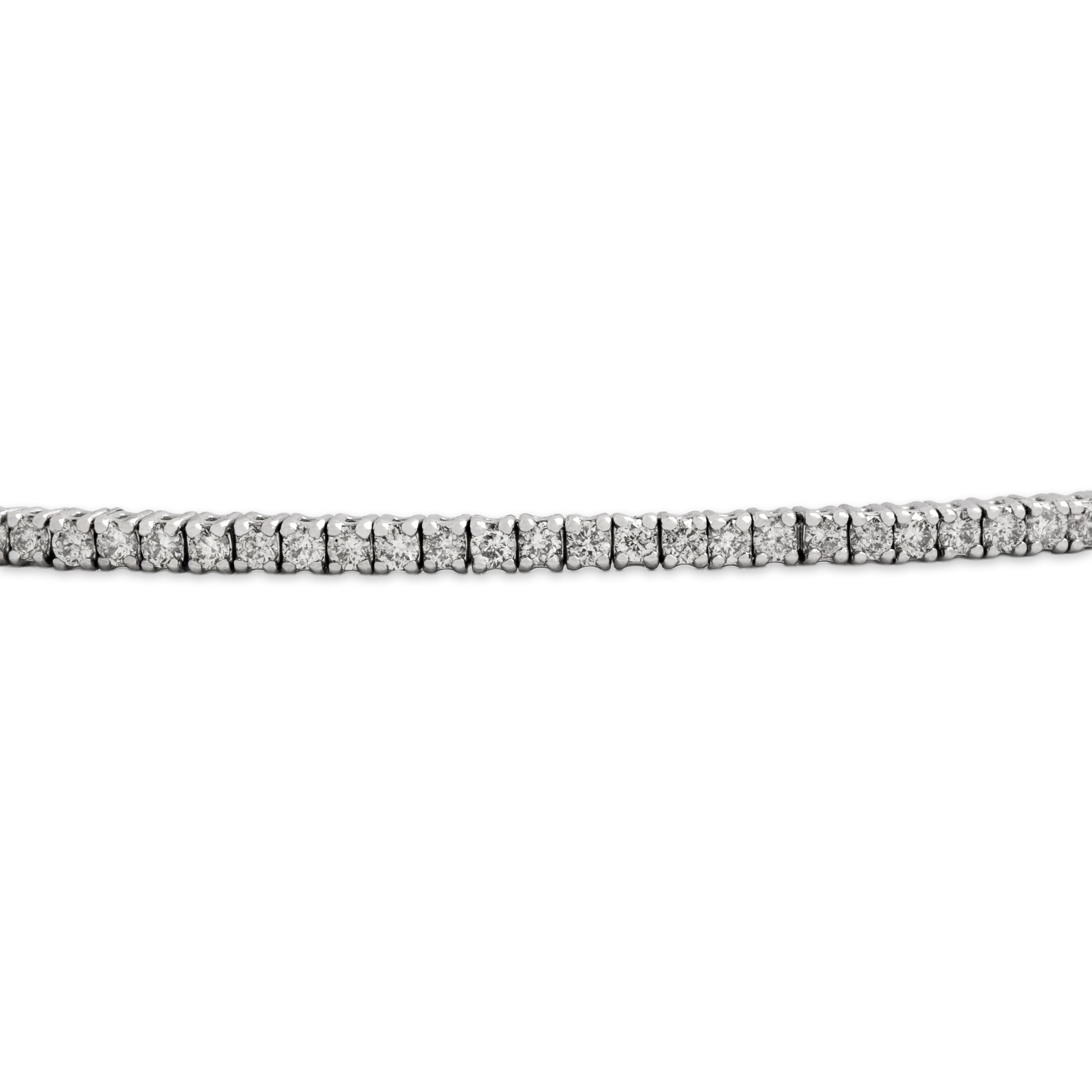 Estate 14k White Gold [Custom Carat] Chic Flexible Tennis Bangle Bracelet - detail view #1