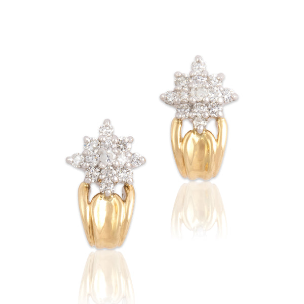 Vintage 14k Yellow Gold Diamond Shooting Star Partial Huggie Earrings