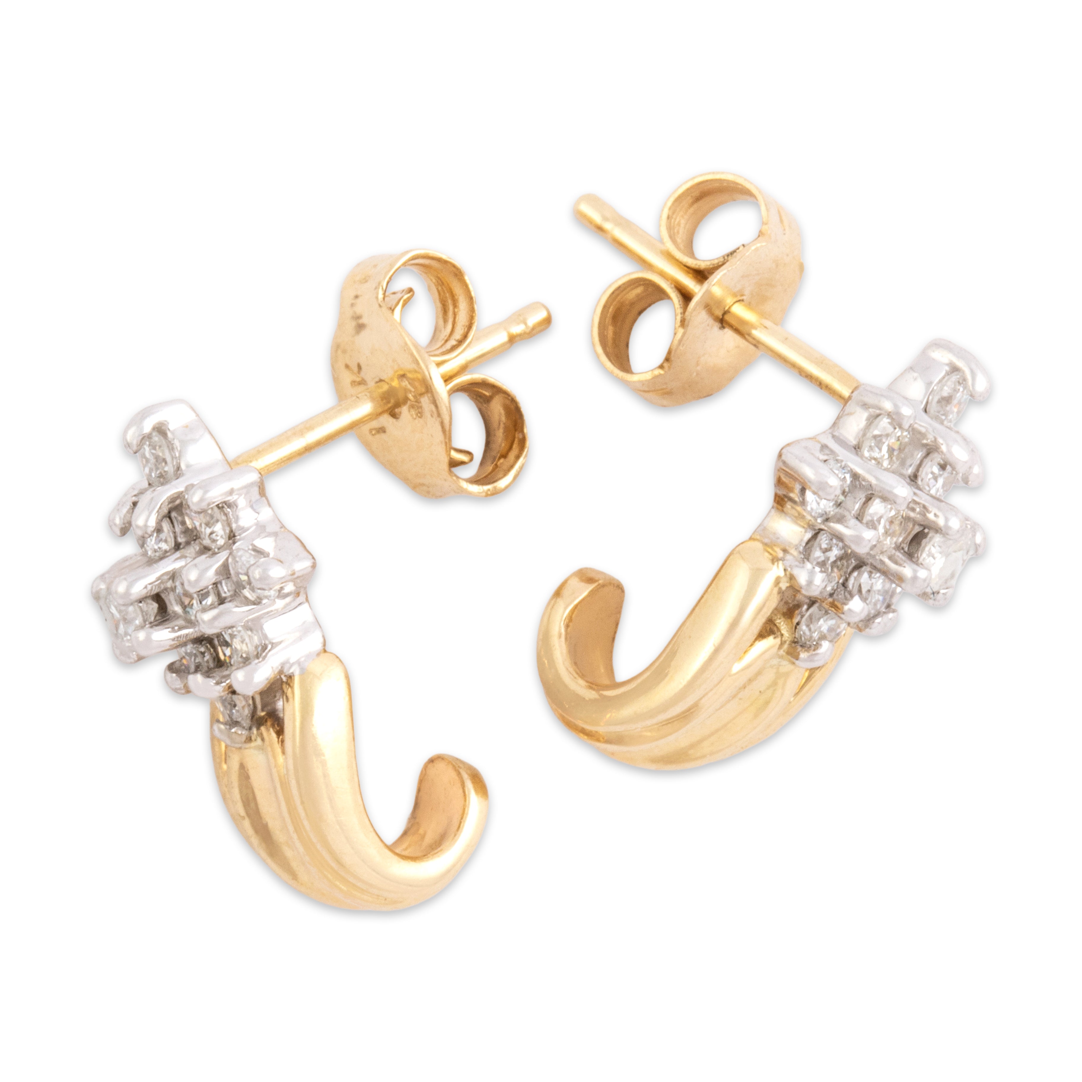 Vintage 14k Yellow Gold Diamond Shooting Star Partial Huggie Earrings - Overall view