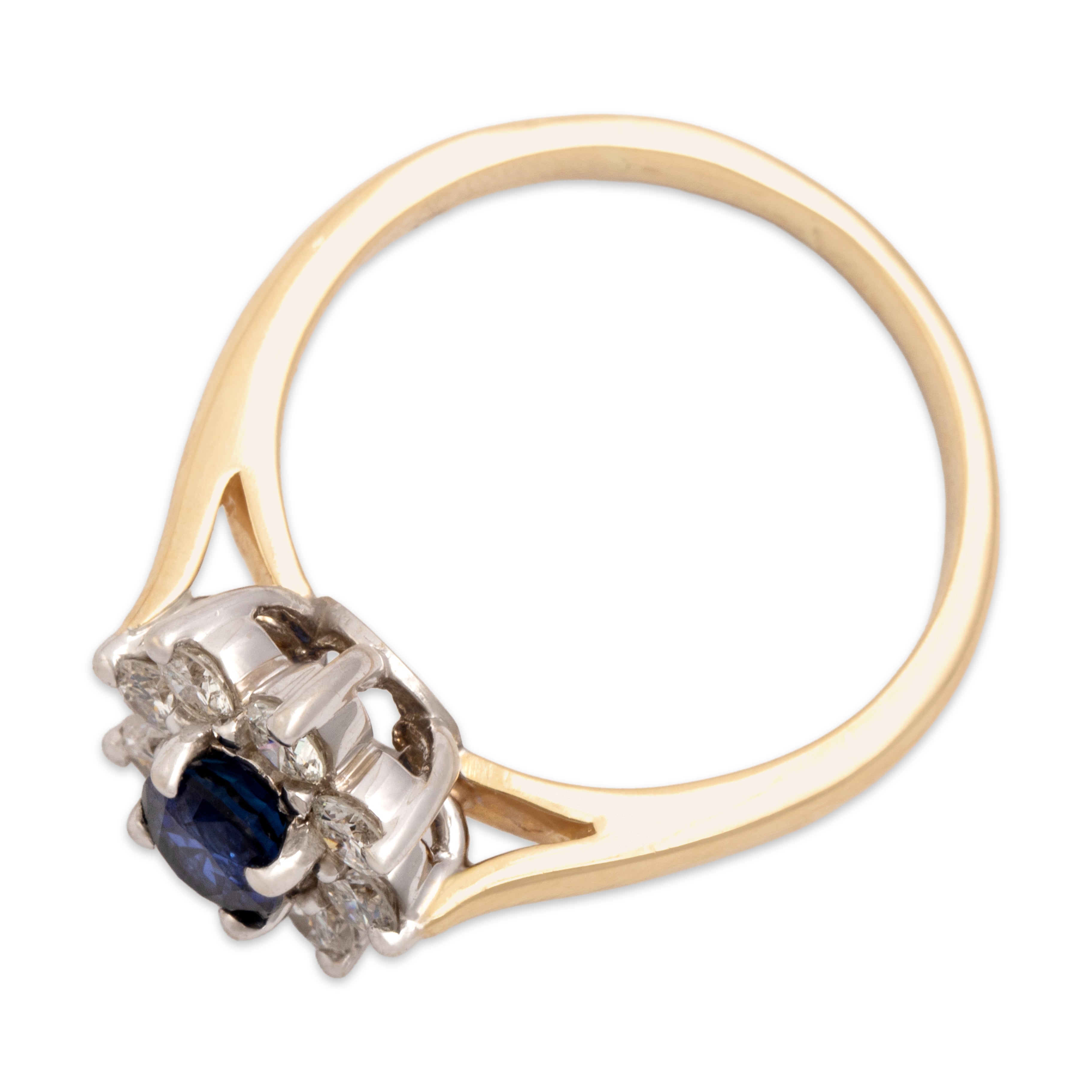 Vintage 14k Yellow Gold .92ct Blue Sapphire .68cttw Diamond Spectacular Sparkling Halo Ring - Overall view