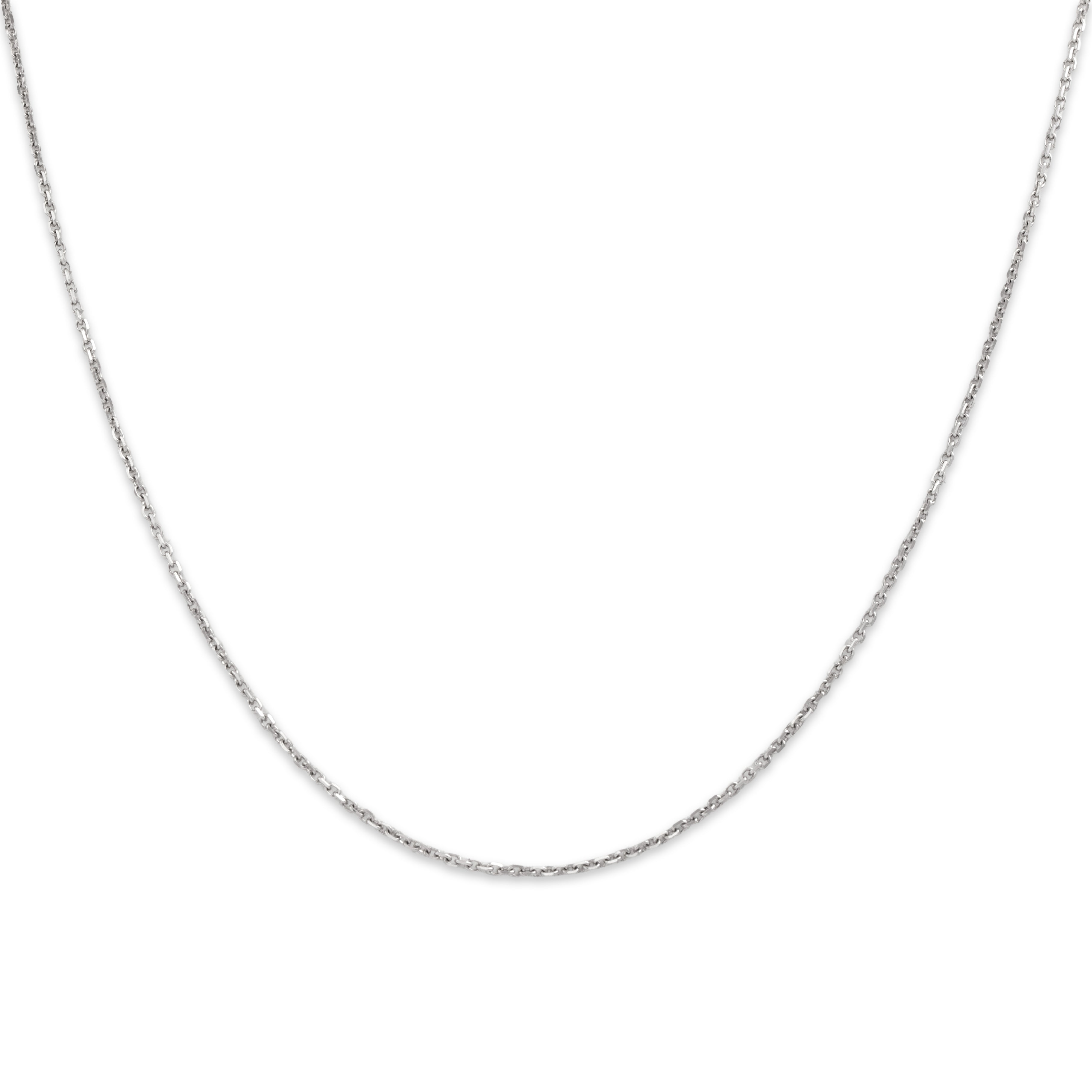 Vintage 14k White Gold Delicate Flat Cable 1mm Chain - Close-up view