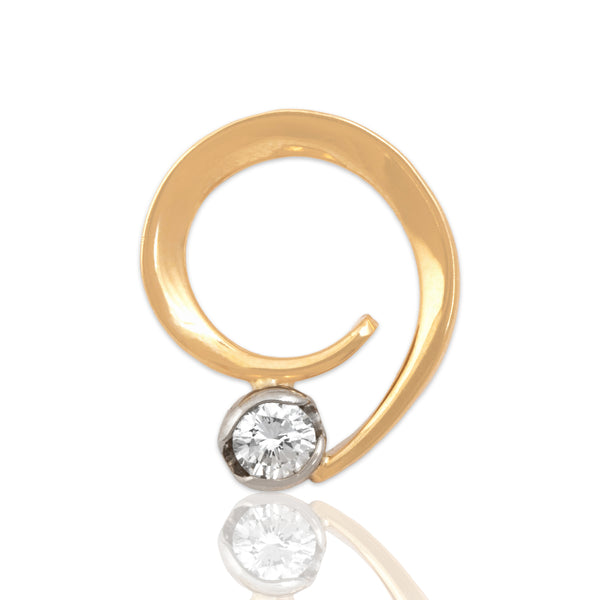 Vintage 14k Yellow Gold .17ct Diamond Gleaming Swirl Slide Pendant