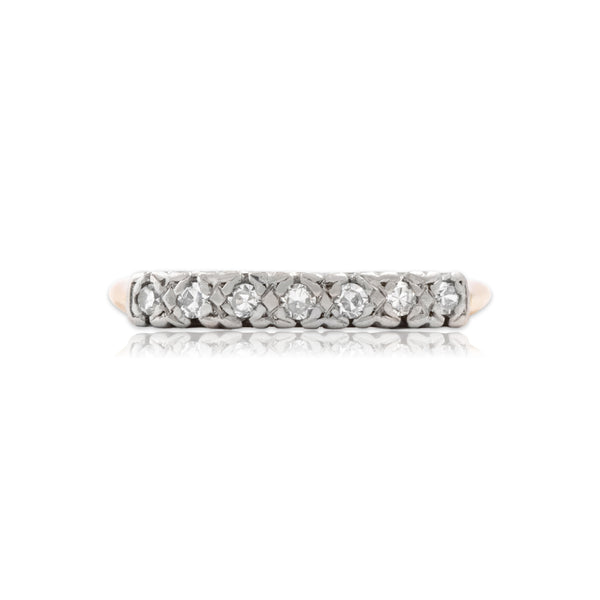 Vintage 14k Yellow & White Gold Diamond Classic Glittering Line Ring 6.00