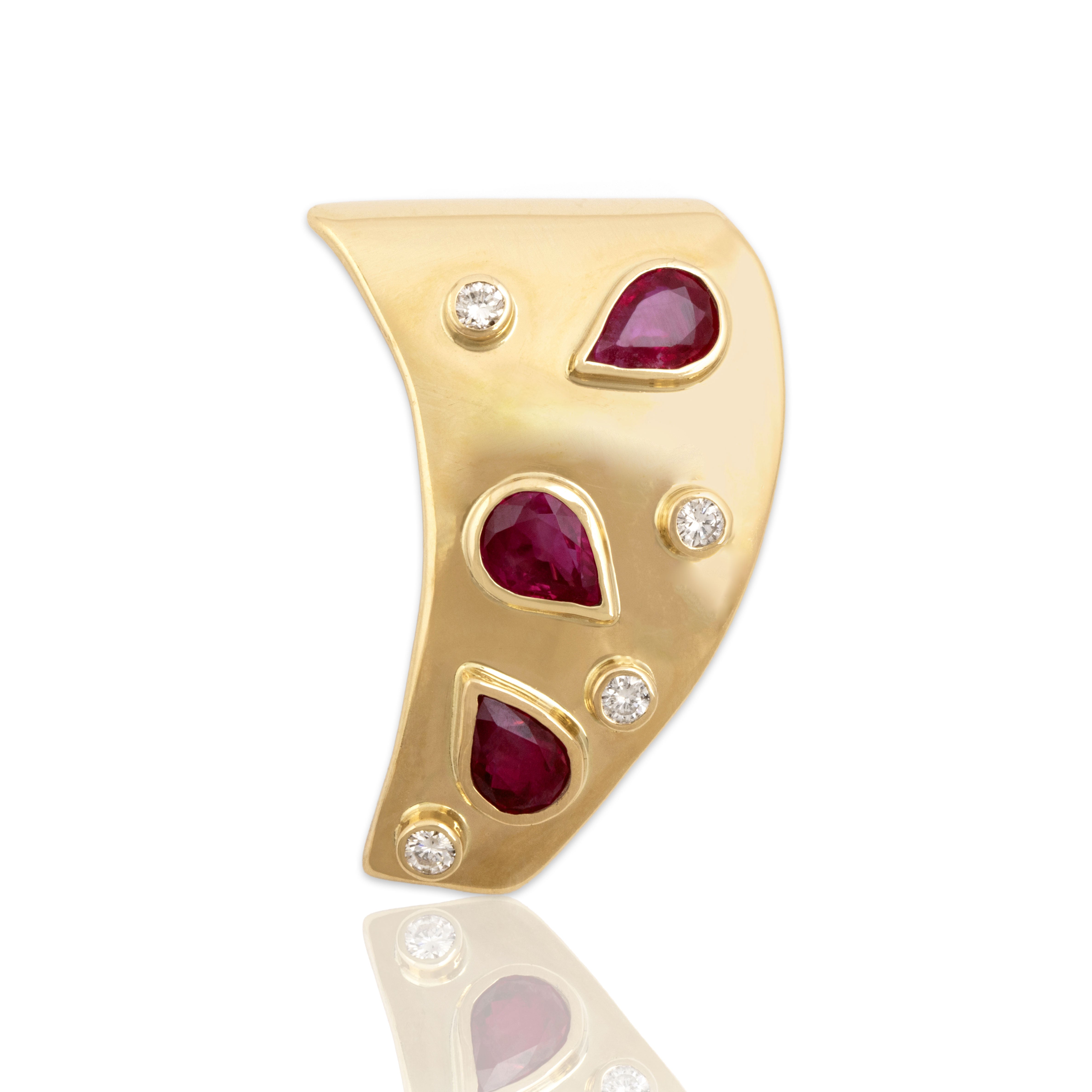 Vintage 14k Yellow Gold .96cttw Ruby Diamond Abstract Confetti Slide Pendant