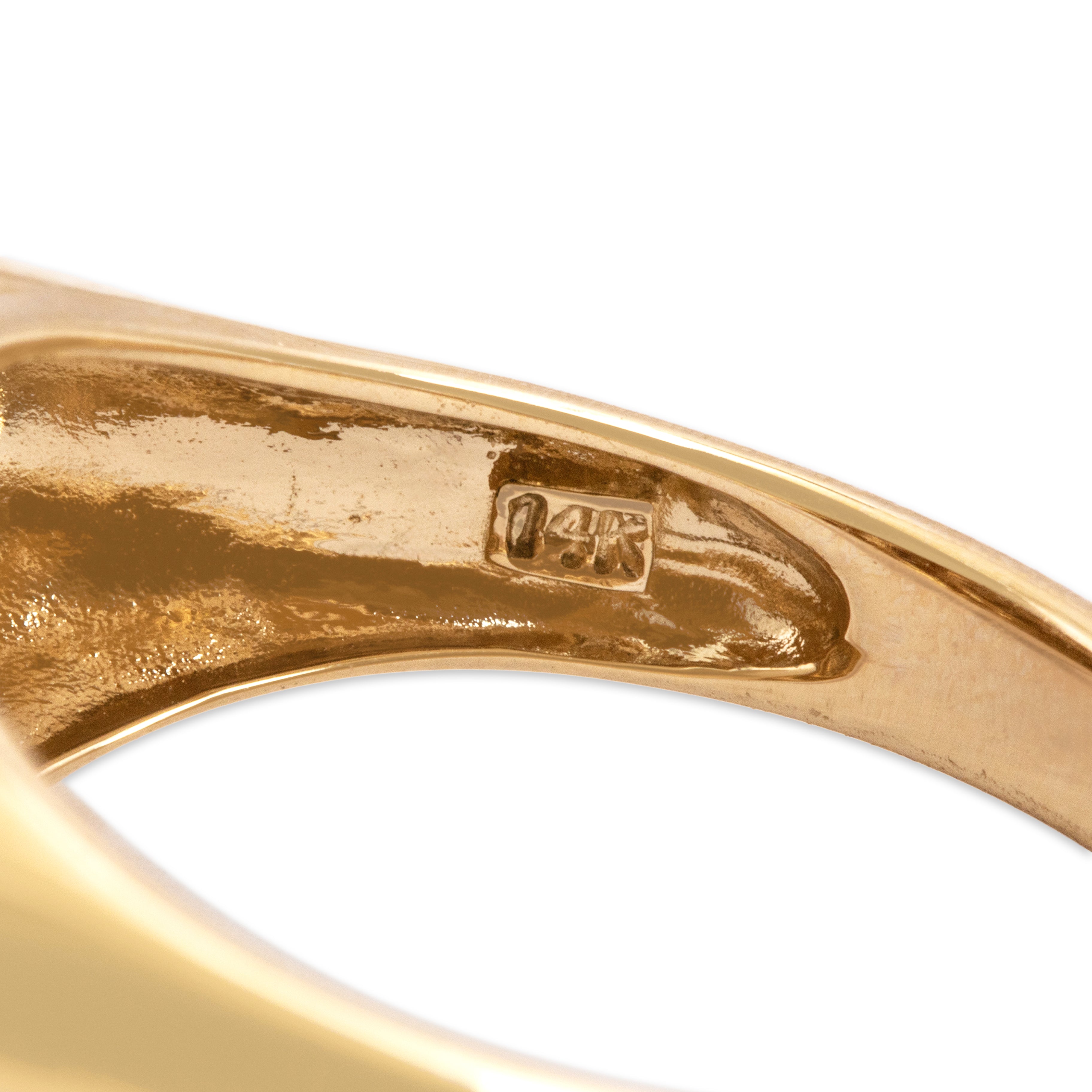 Vintage Substantial 14k Yellow Gold .96cttw Chocolate Diamond Pavé Almond Ring - Hallmark view