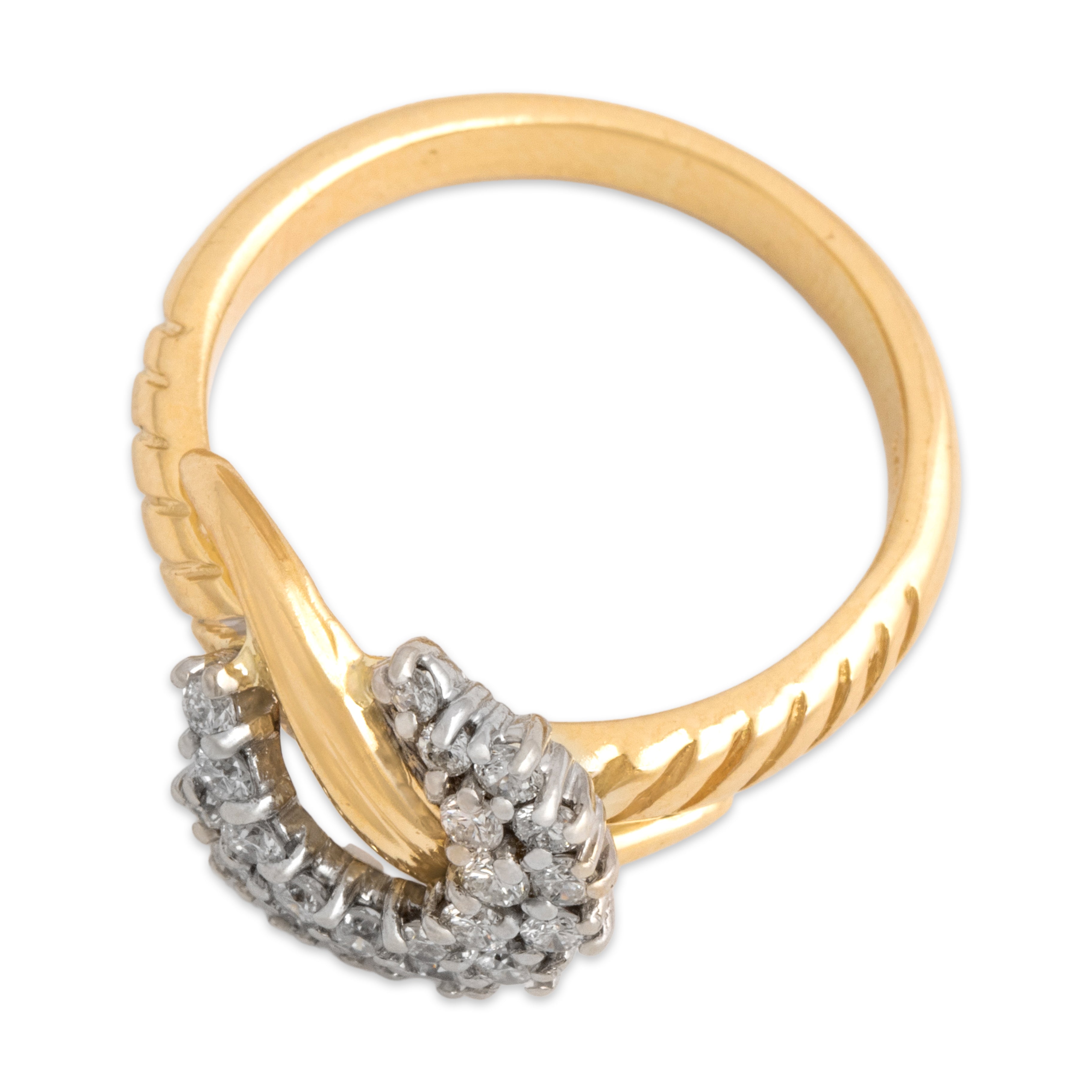 Vintage Italian 18k Yellow Gold Diamond Bold Artistic Freeform Ring - Overall view