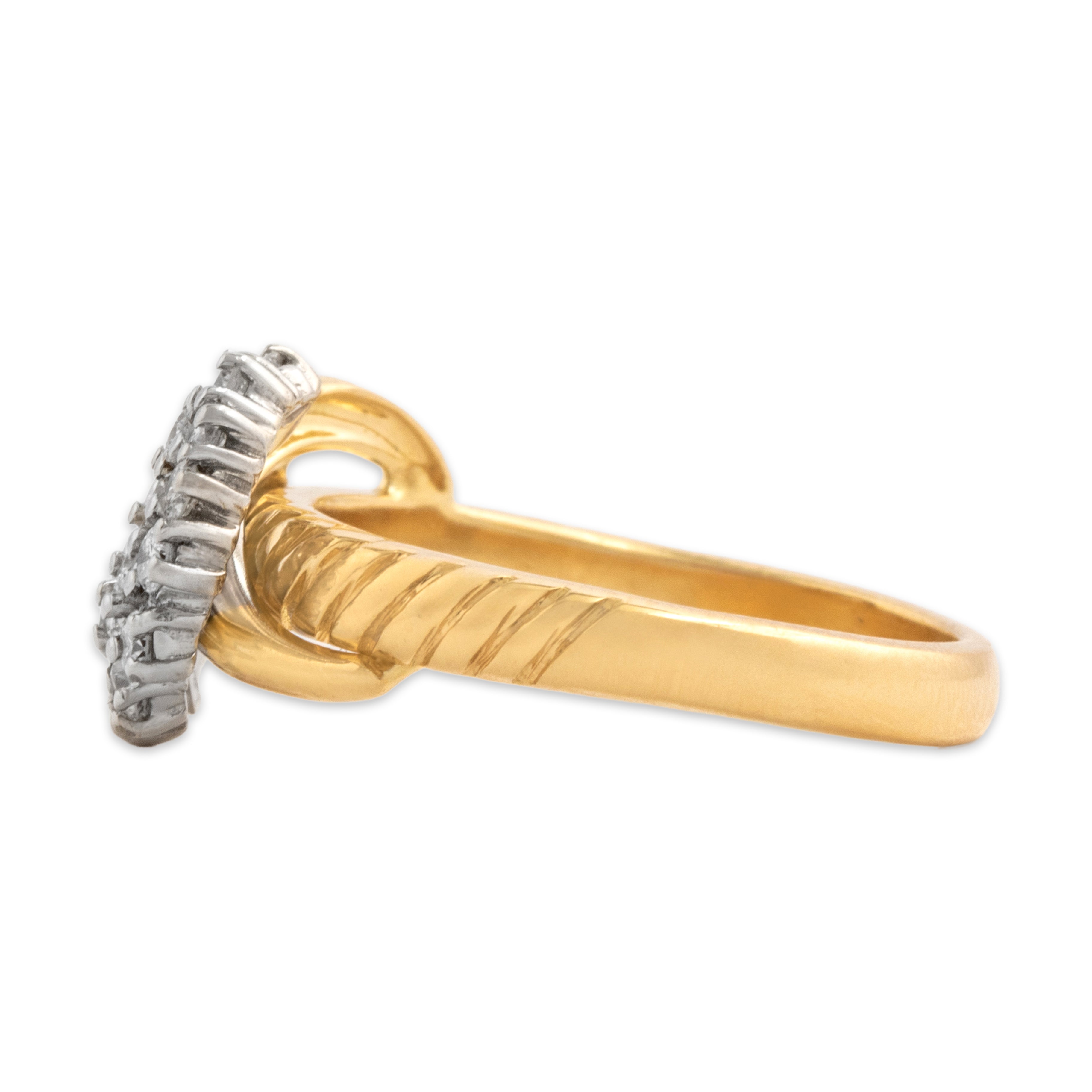 Vintage Italian 18k Yellow Gold Diamond Bold Artistic Freeform Ring - Side view