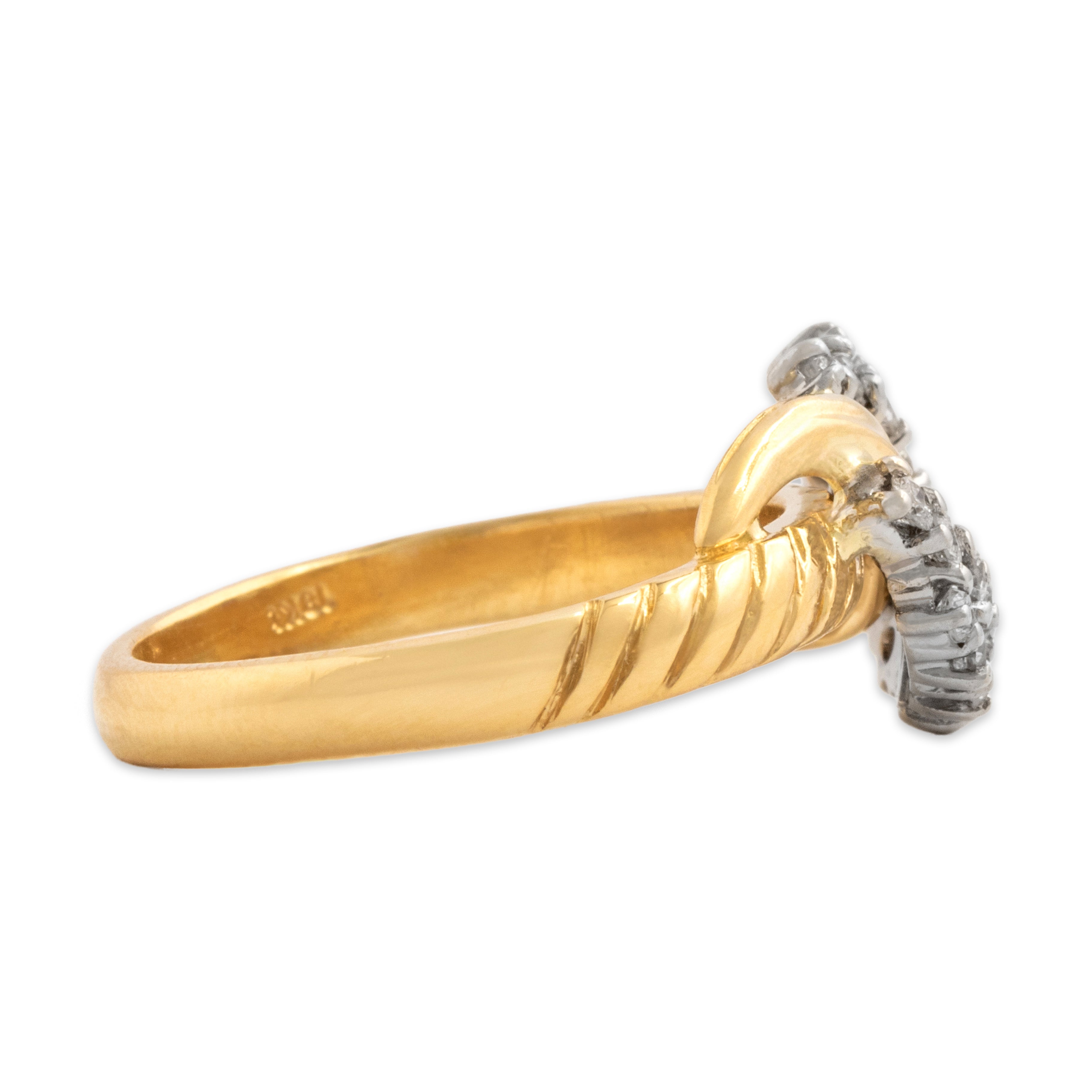 Vintage Italian 18k Yellow Gold Diamond Bold Artistic Freeform Ring - Side view