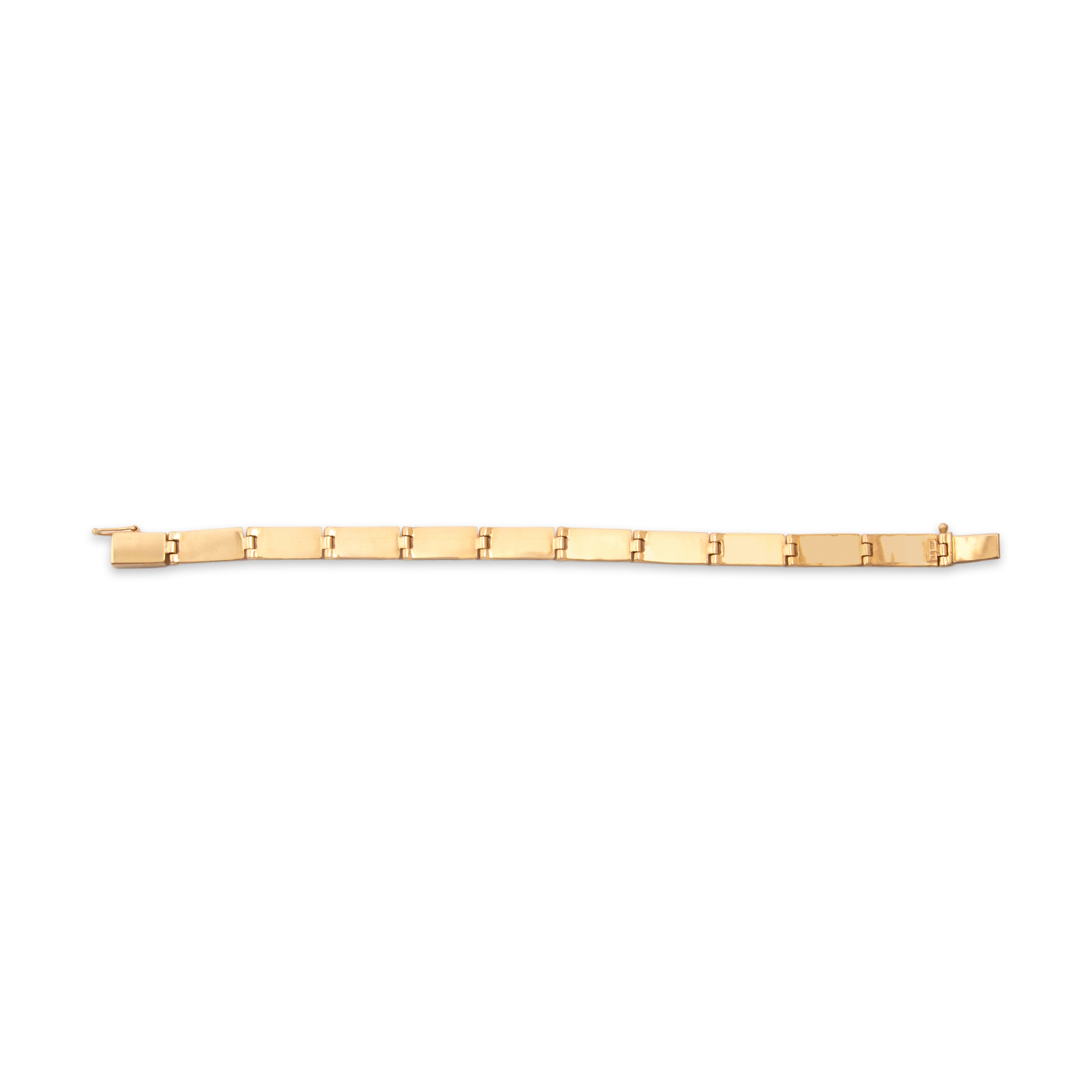 Vintage 14k Yellow Gold Opal Onyx Funky Geometric Inlay Bracelet - Back view