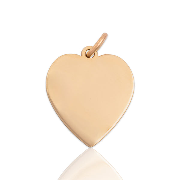 Vintage 14k Yellow Gold Gleaming Simple Heart Charm / Pendant