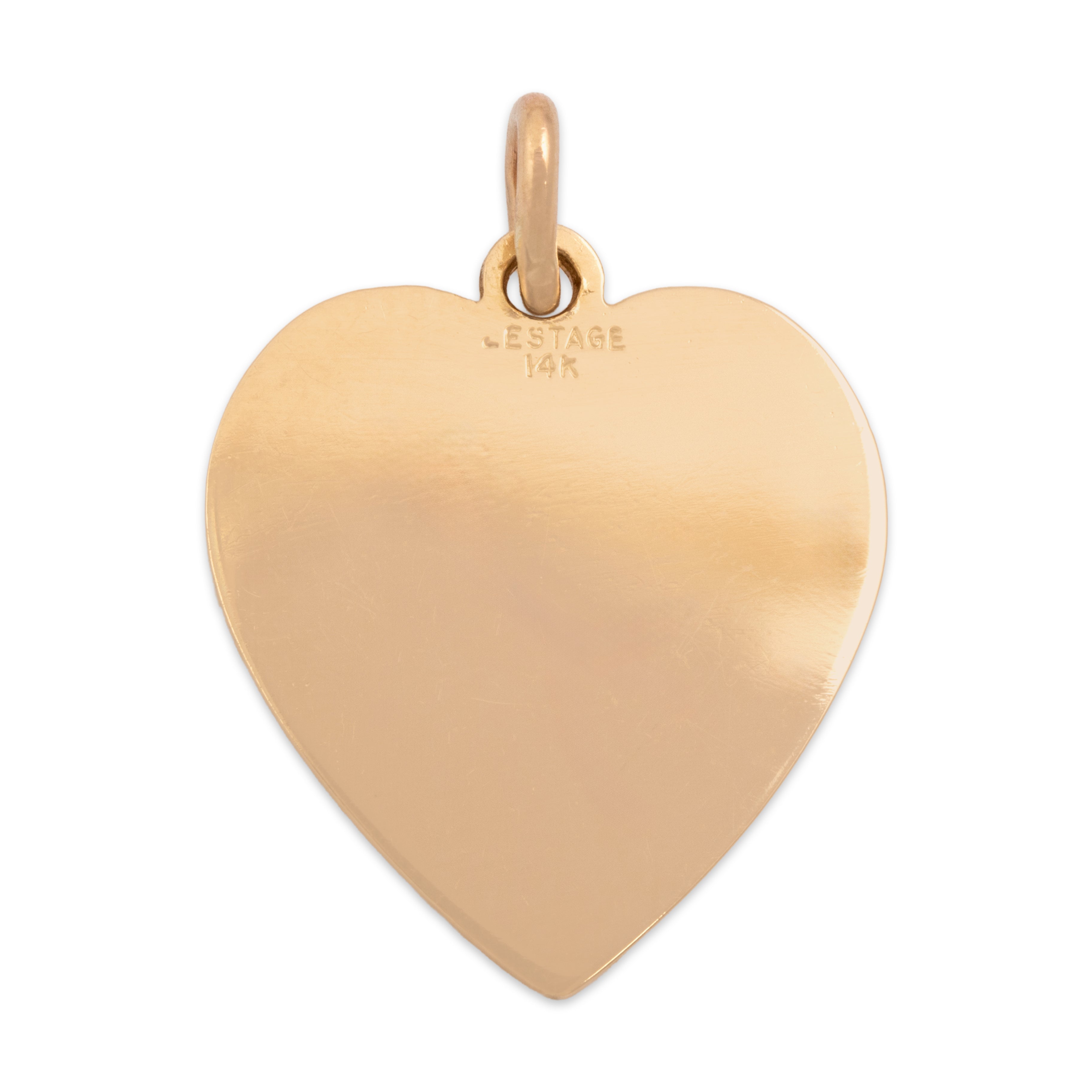 Vintage 14k Yellow Gold Gleaming Simple Heart Charm / Pendant - Back view