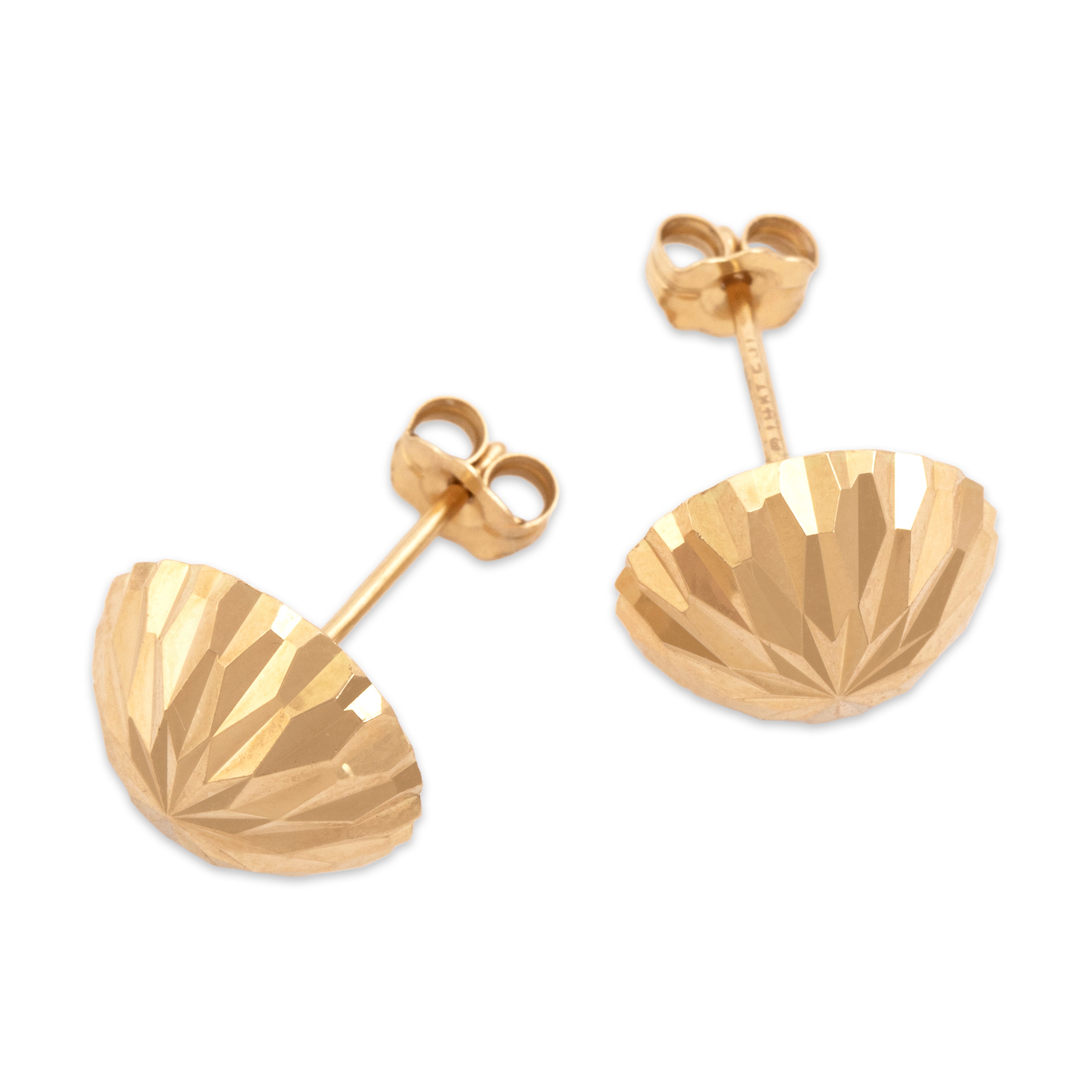 Vintage Lightweight 14k Yellow Gold Textured Dome Stud Earrings - Overall view