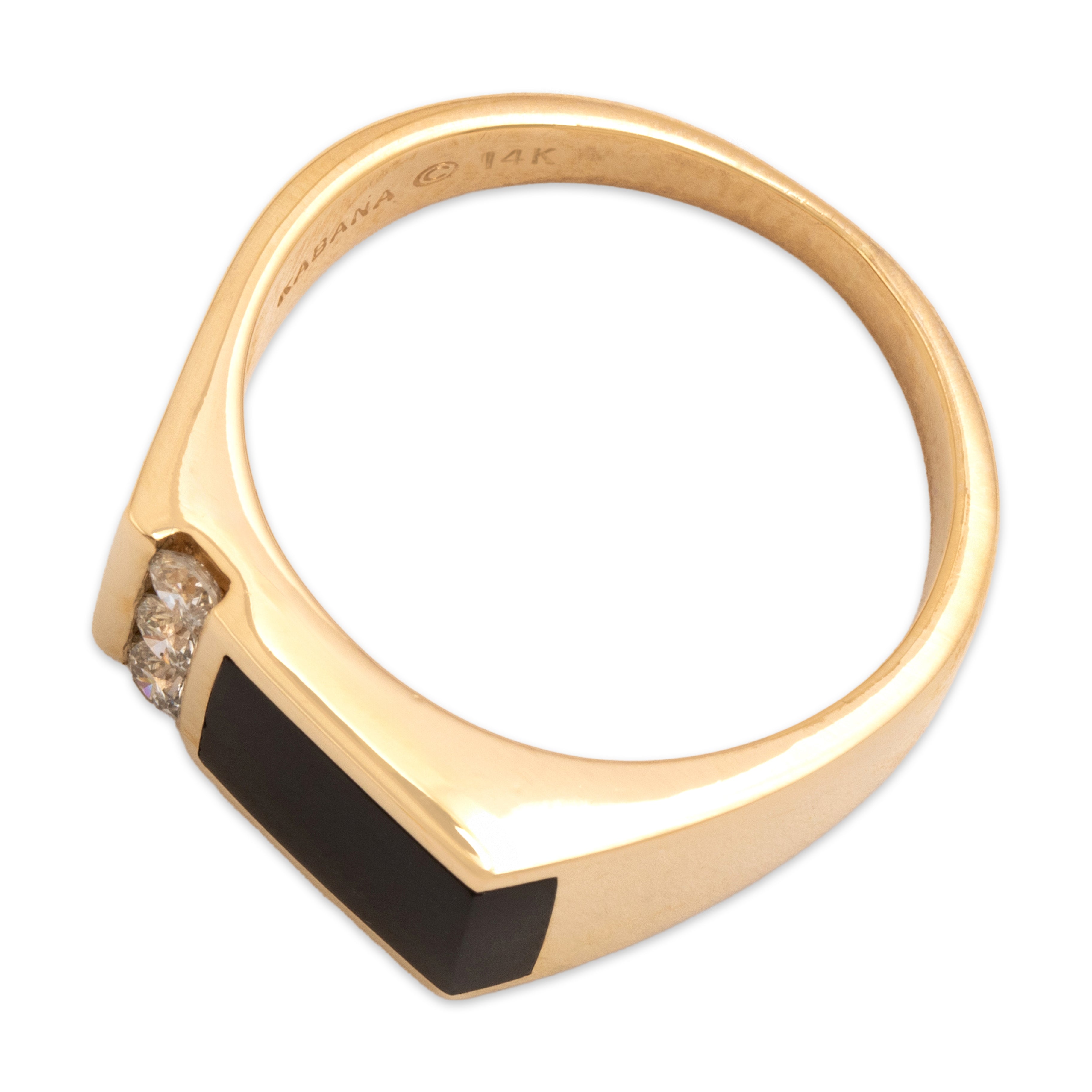 Estate Kabana Heavy 14k Yellow Gold [Custom Carat] Modern Geometric Inlay Ring - Overall view