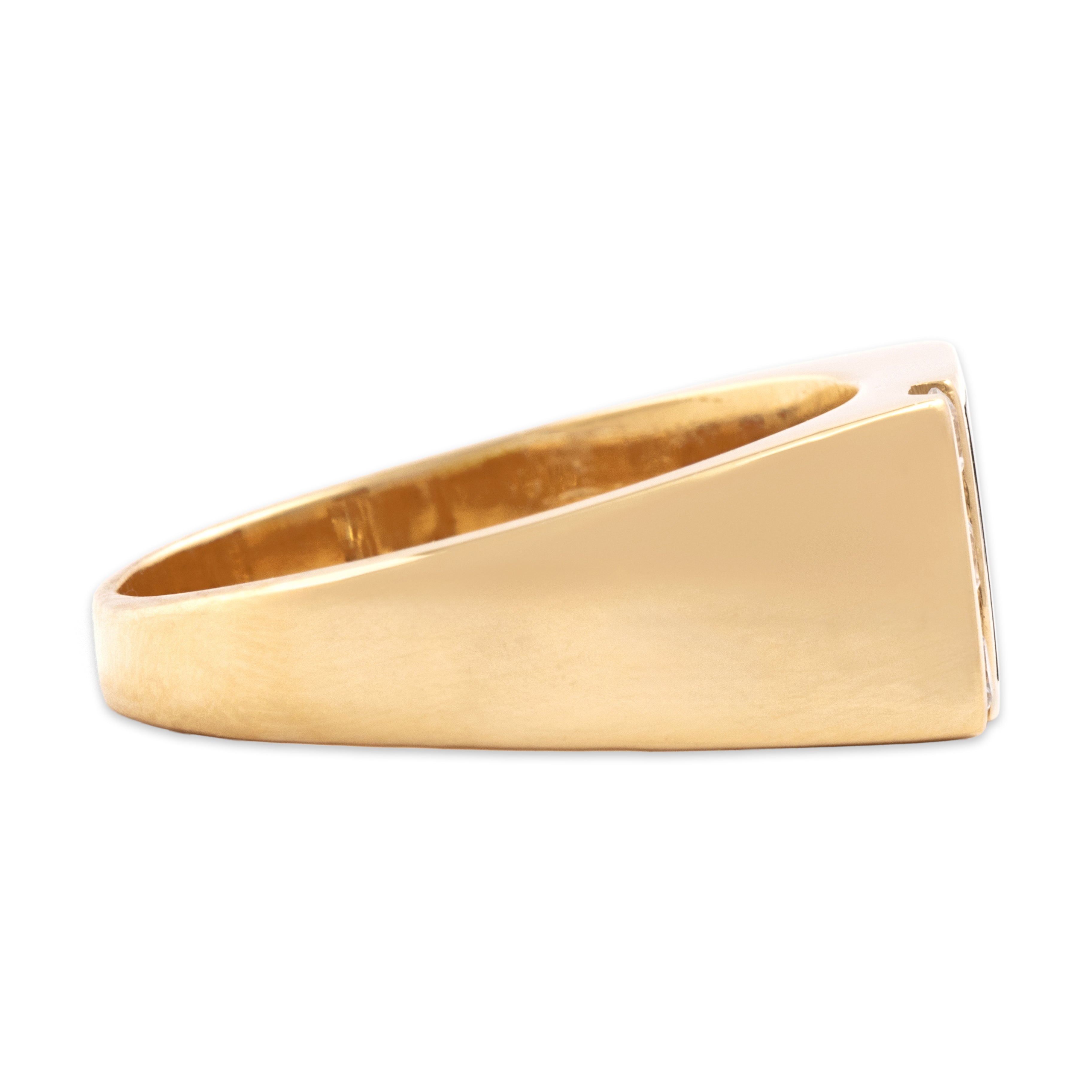 Estate Kabana Heavy 14k Yellow Gold [Custom Carat] Modern Geometric Inlay Ring - Side view