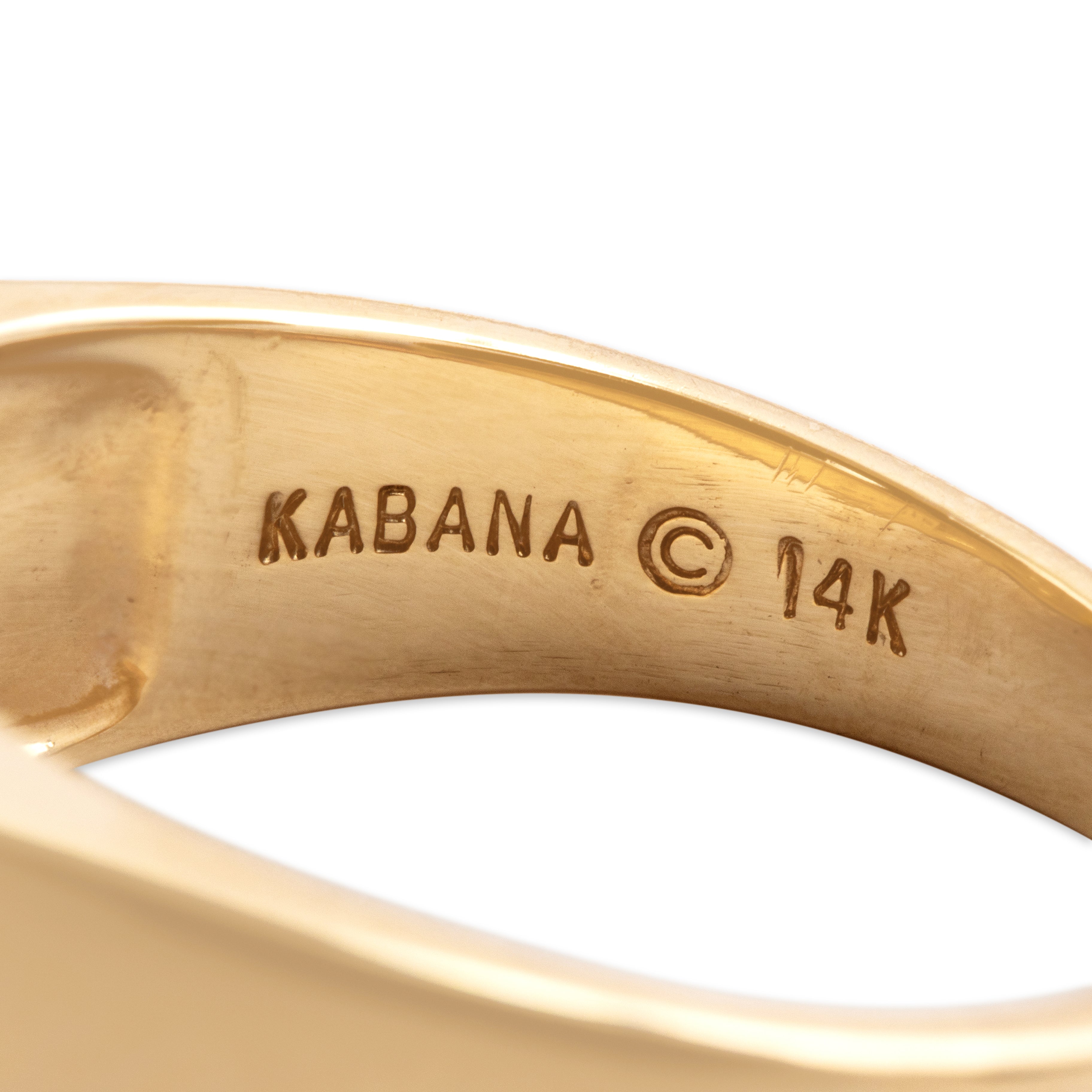 Estate Kabana Heavy 14k Yellow Gold [Custom Carat] Modern Geometric Inlay Ring - Hallmark view