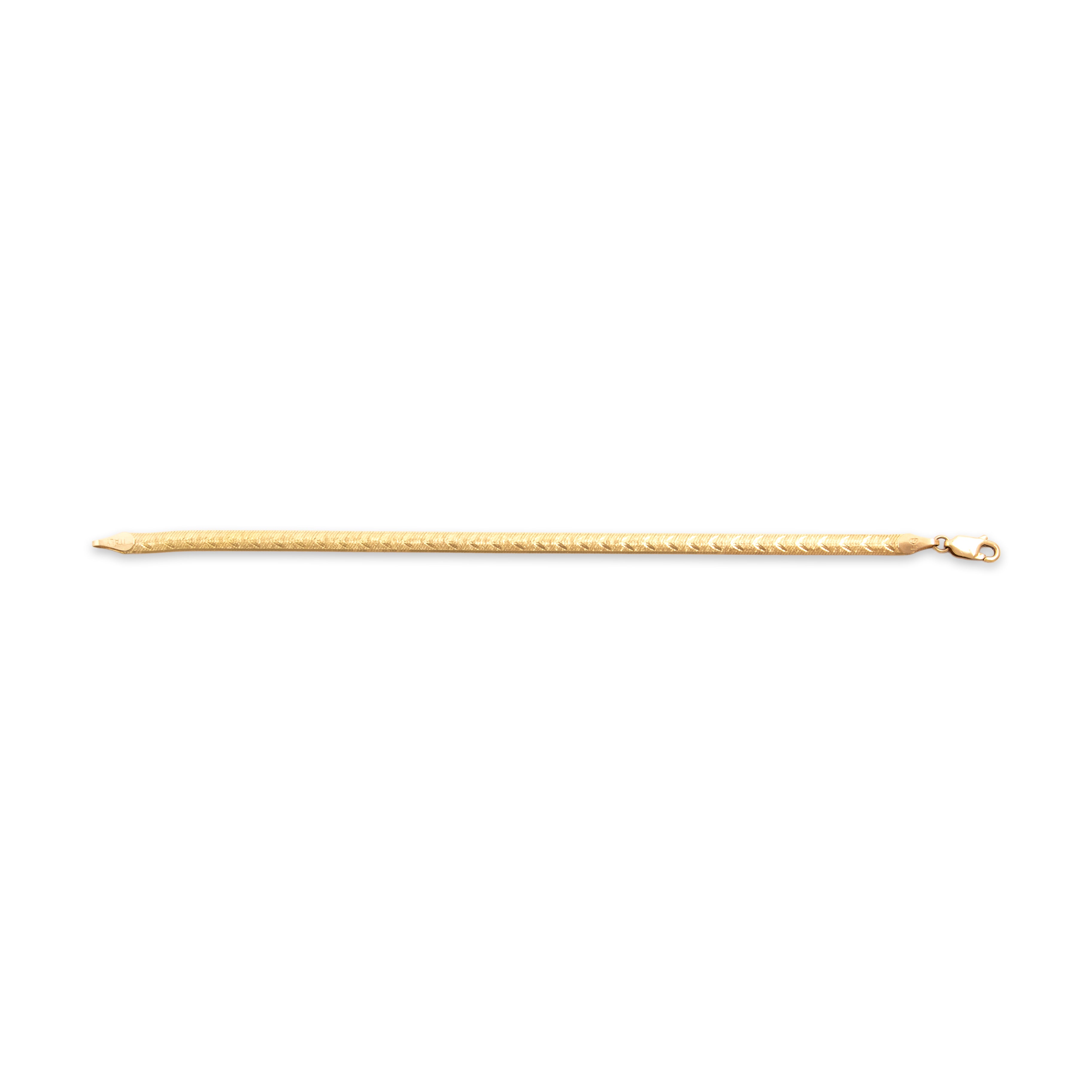 Vintage Italian 14k Yellow Gold Sparkling Sinuous Patterned Flat Link Bracelet - Overall view