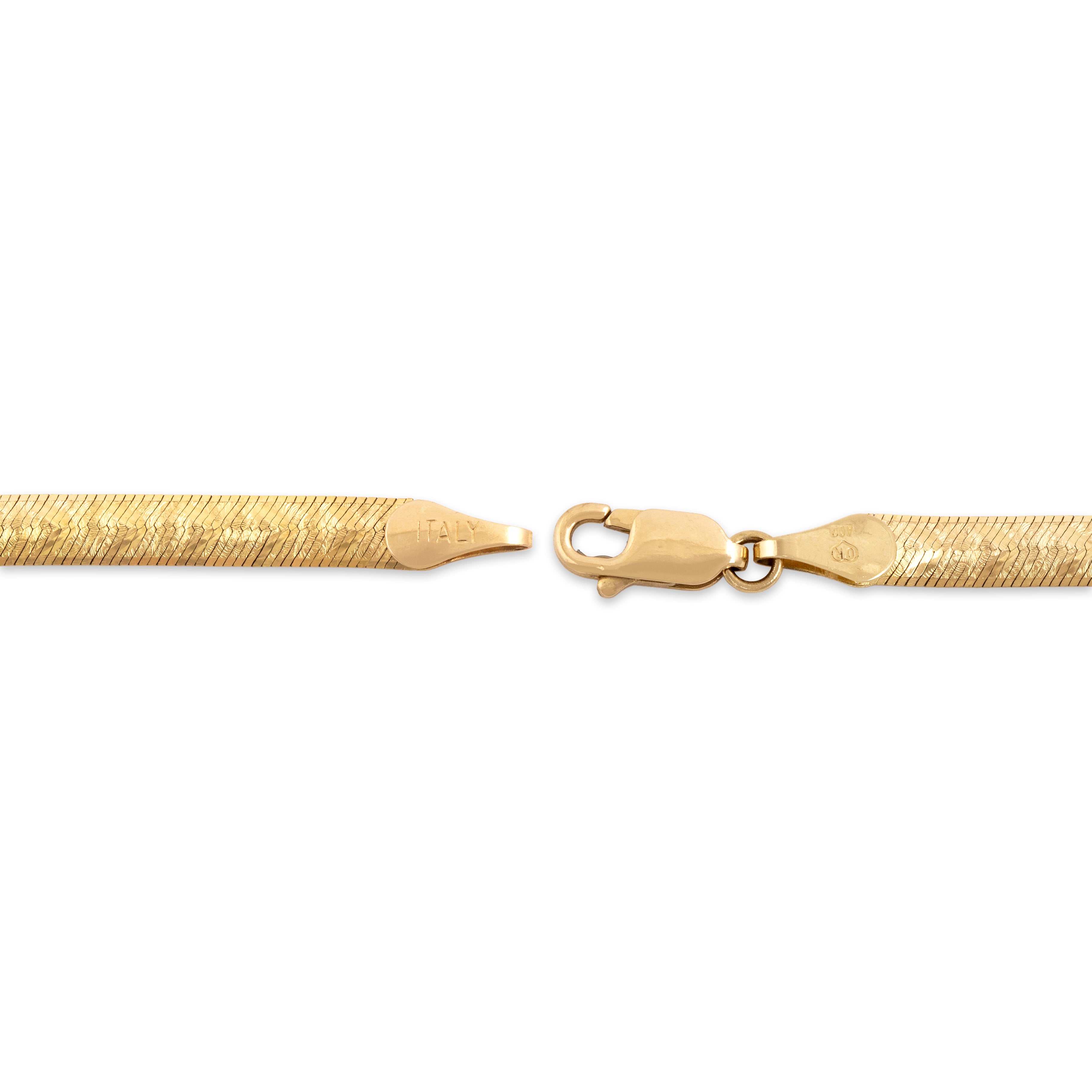 Vintage Italian 14k Yellow Gold Sparkling Sinuous Patterned Flat Link Bracelet - clasp view
