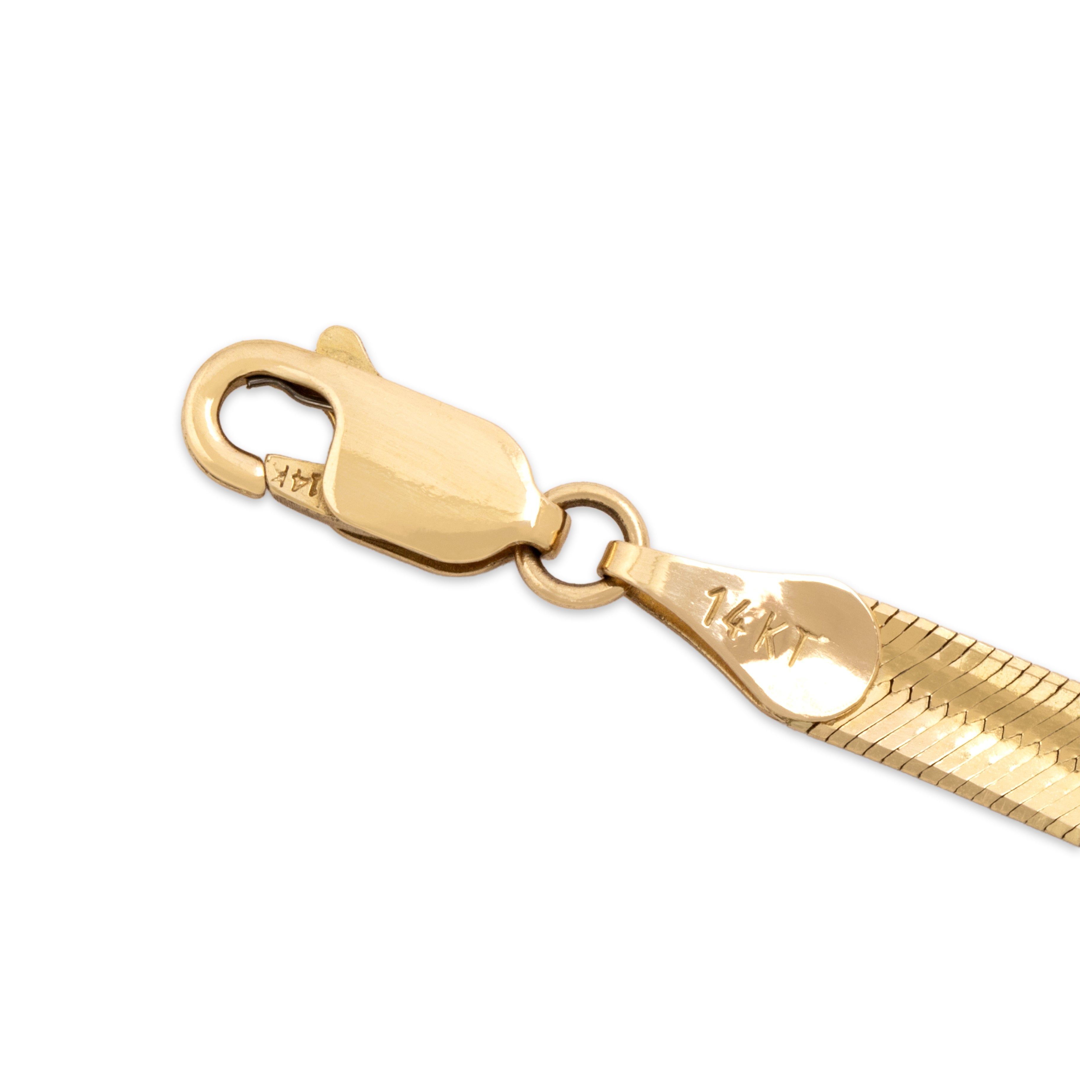 Vintage Italian 14k Yellow Gold Sparkling Sinuous Patterned Flat Link Bracelet - Hallmark view