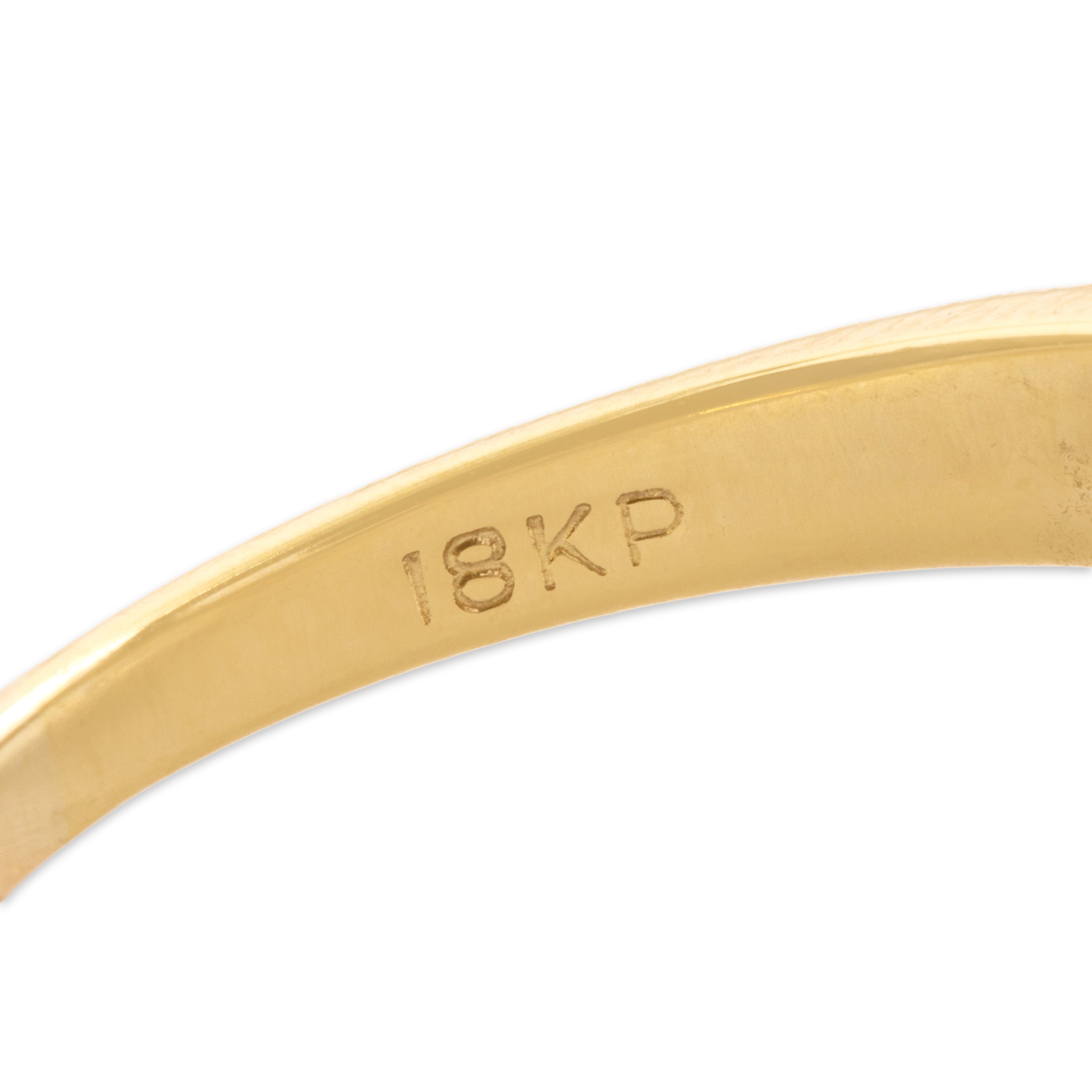 Vintage 18k Yellow Gold Ruby Diamond Wavy Sparkling Channel Ring - Hallmark view