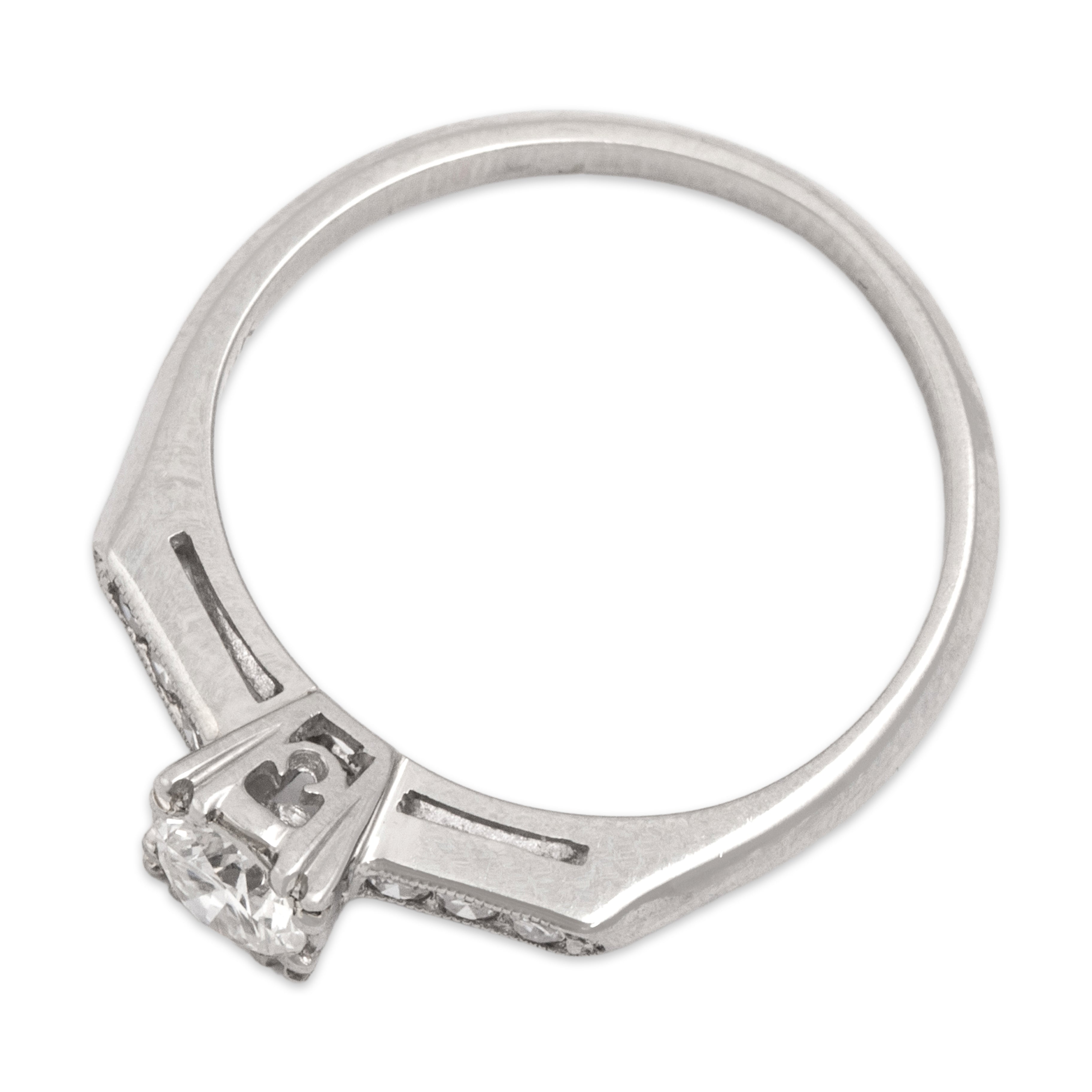 Antique Art Deco 18k White Gold Diamond Dainty Migraine Ring - Overall view
