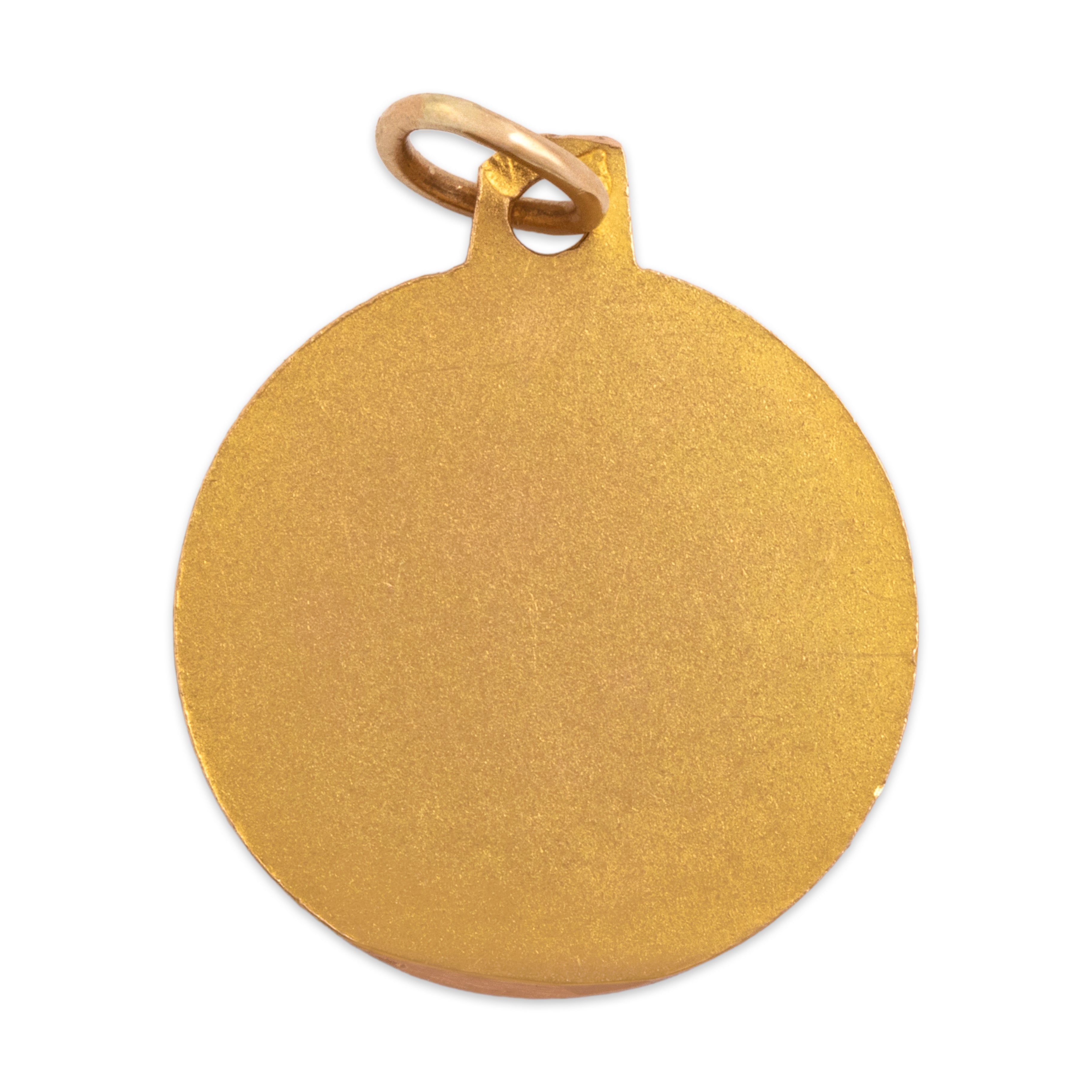 Vintage 18k Yellow & Rosy Yellow Gold Textured Libra Zodiac Medallion Charm / Pendant - Back view