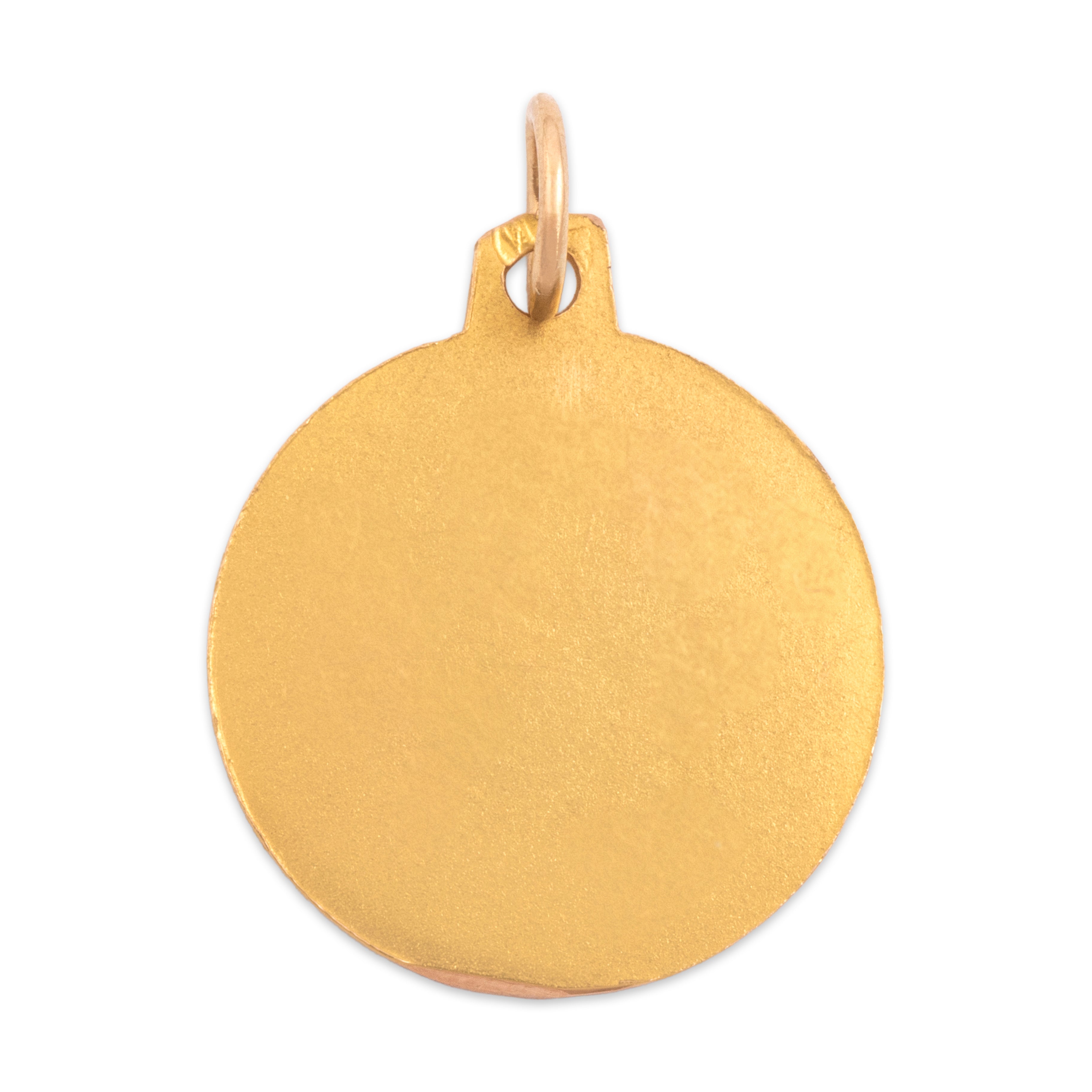 Vintage 18k Yellow & Rosy Yellow Gold Textured Poseidon Medallion Charm / Pendant - Back view