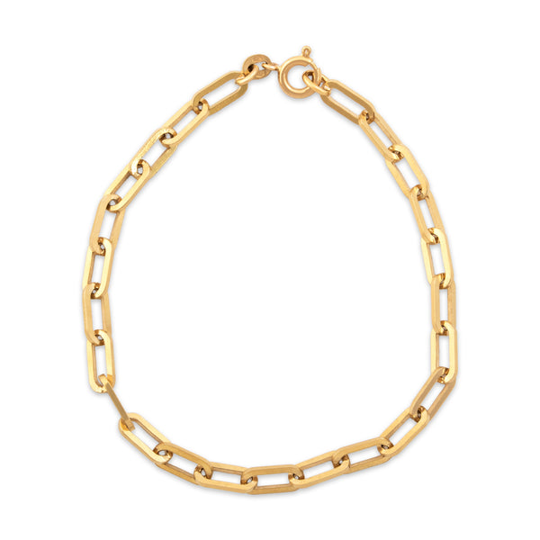 Vintage 18k Yellow Gold Chic Chunky Paperclip Link Bracelet 7.5