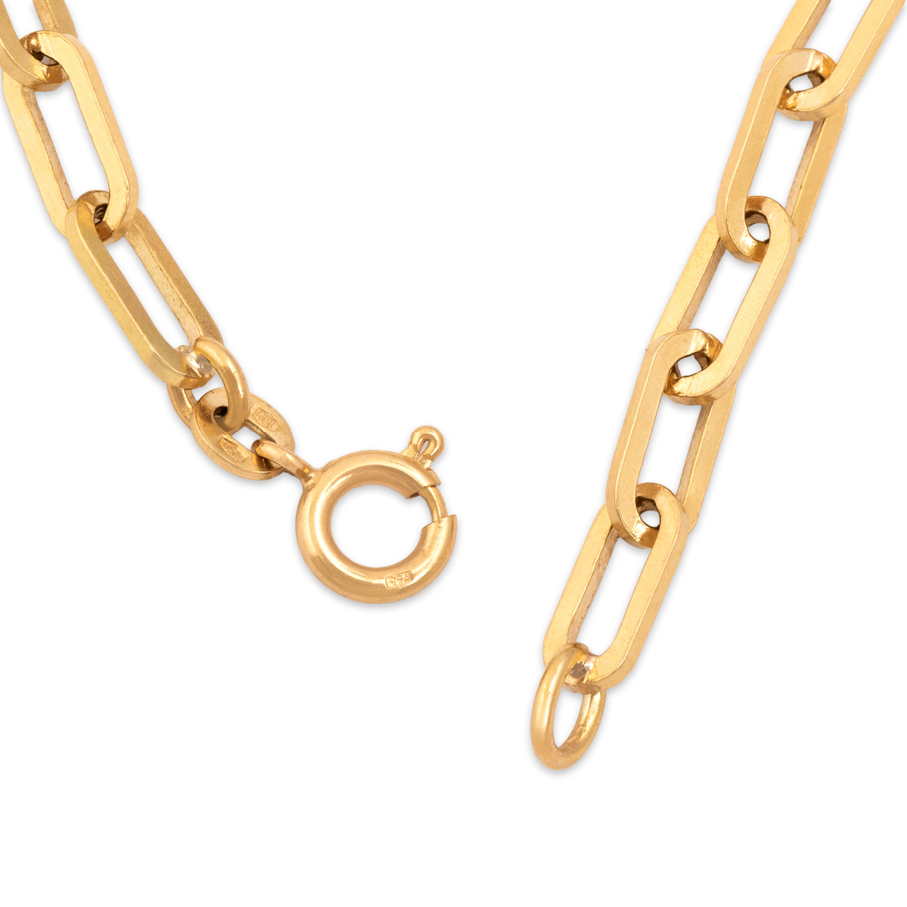 Vintage 18k Yellow Gold Chic Chunky Paperclip Link Bracelet - clasp view