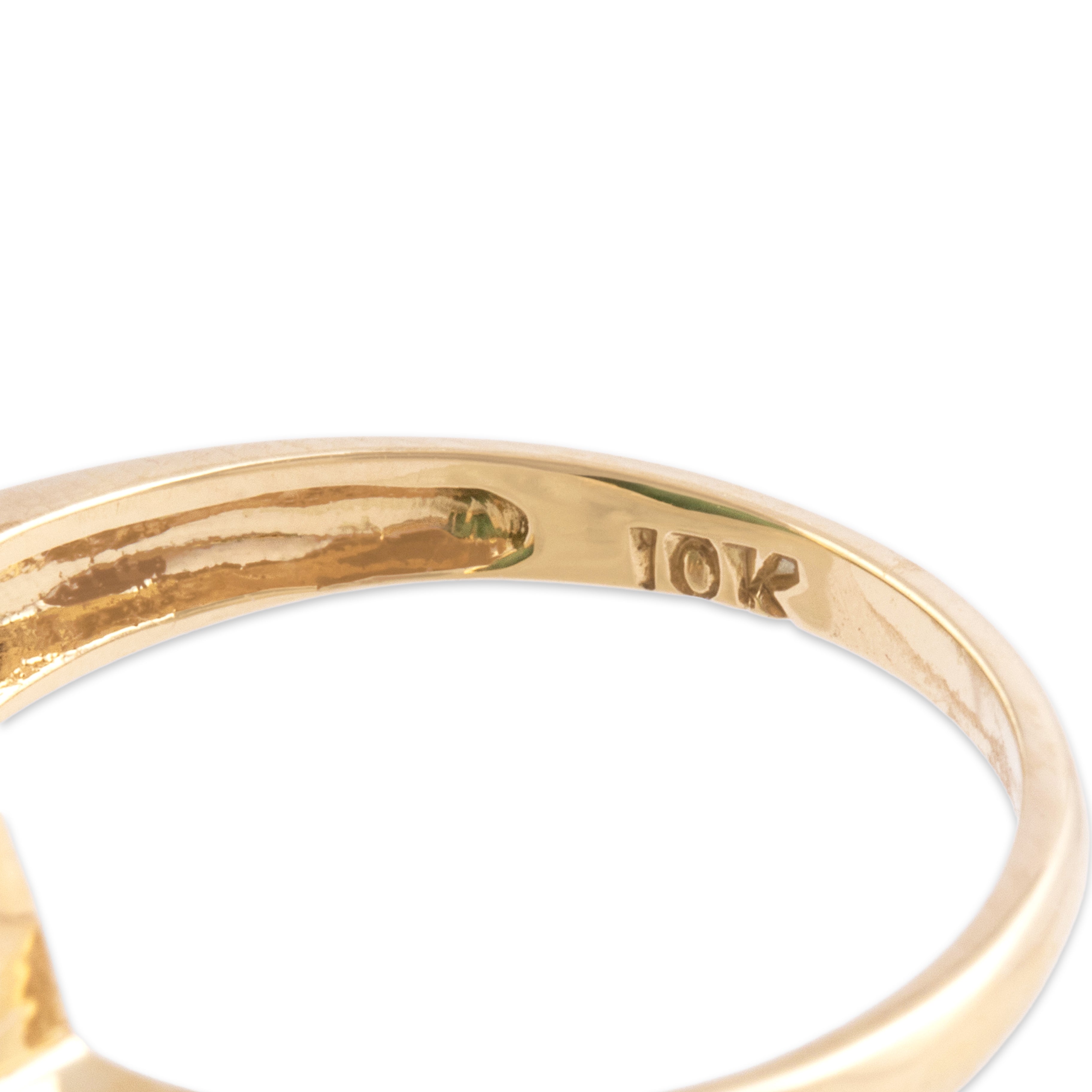 Vintage 10k Yellow Gold 8.09ct Jade Striking Carved Floral Ring - Hallmark view