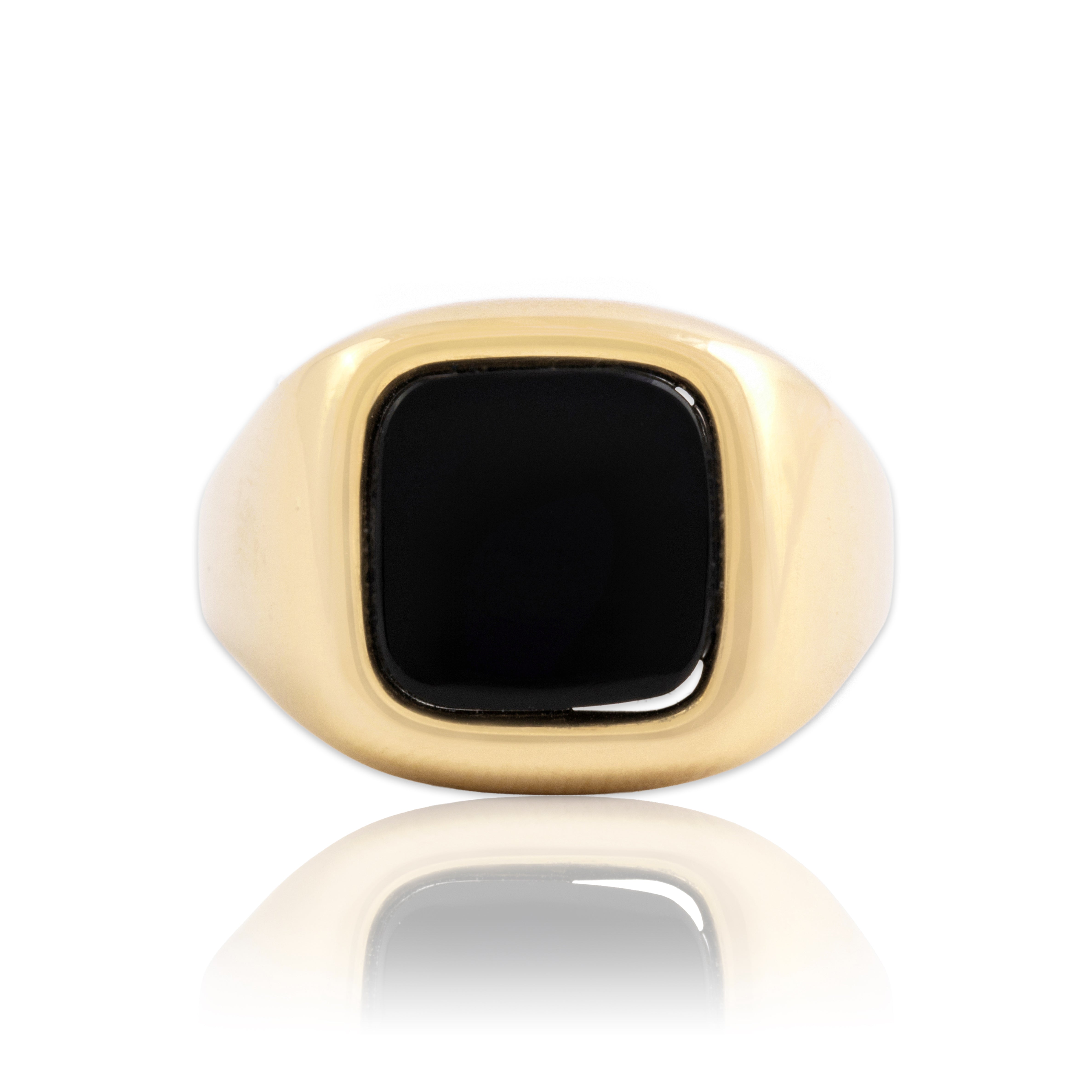 Vintage 14k Yellow Gold 2.04ct Onyx Bold Rounded Square Ring 8.50