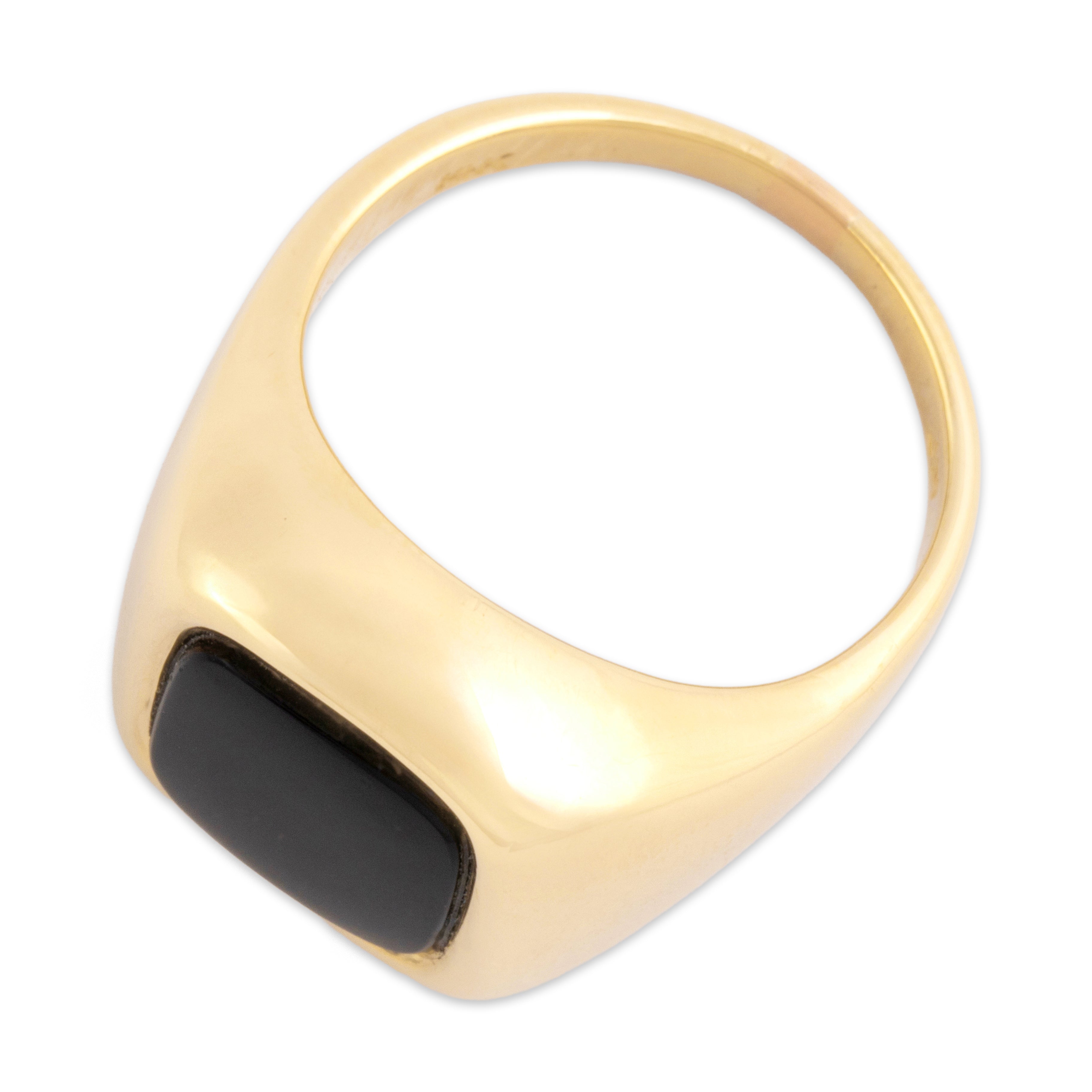 Vintage 14k Yellow Gold 2.04ct Onyx Bold Rounded Square Ring 8.50