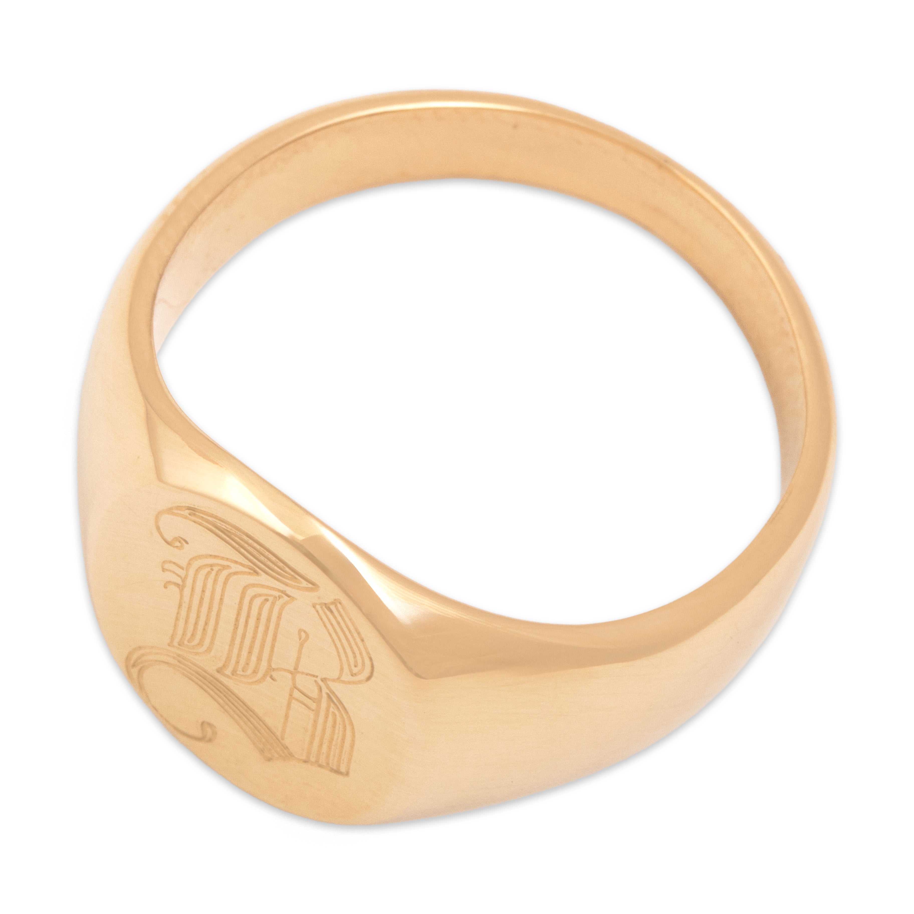 Vintage Heavy 14k Yellow Gold Gleaming Blackletter Initial 