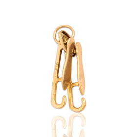 Vintage 14k Yellow Gold Old Fashioned Ice Skates Charm / Pendant