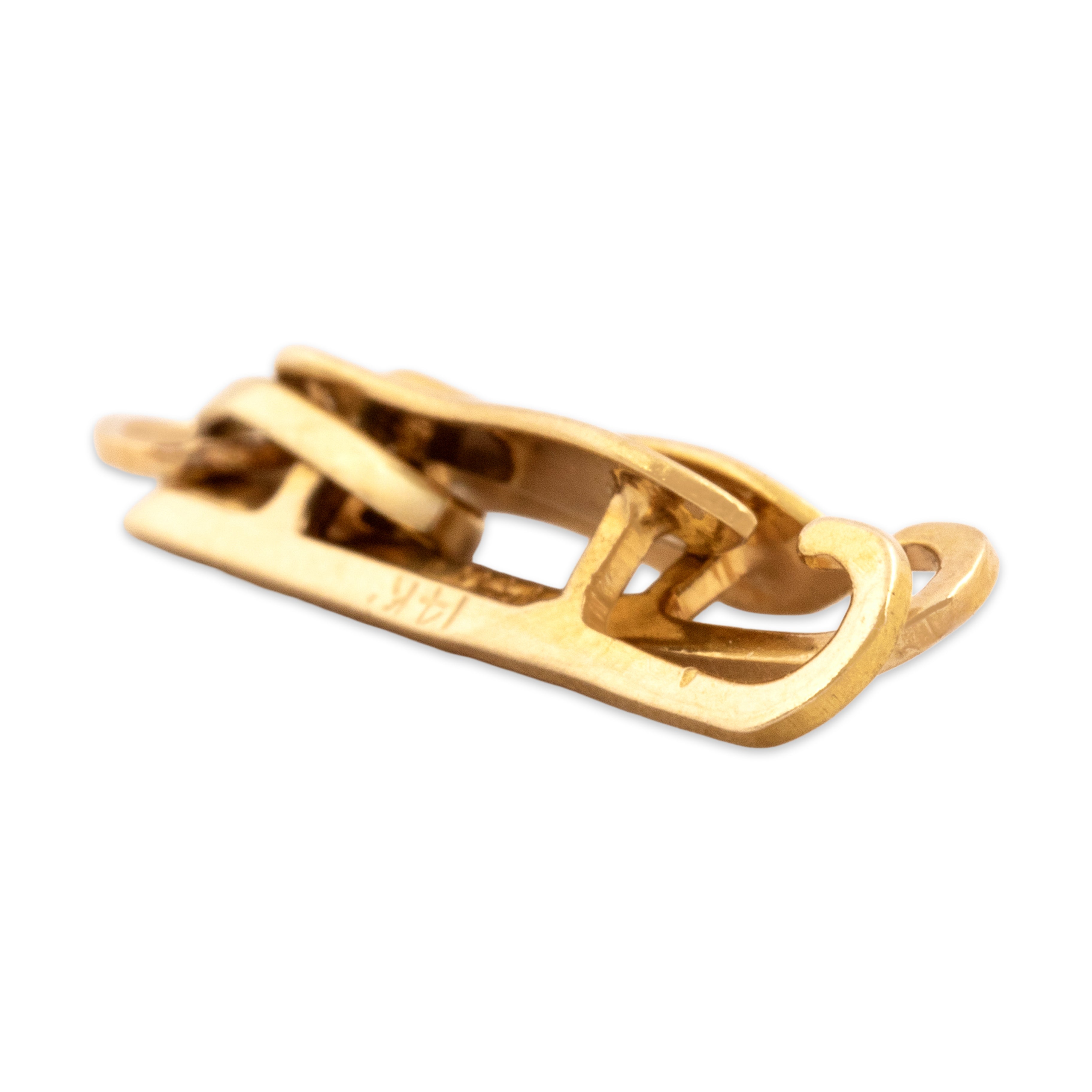 Vintage 14k Yellow Gold Old Fashioned Ice Skates Charm / Pendant