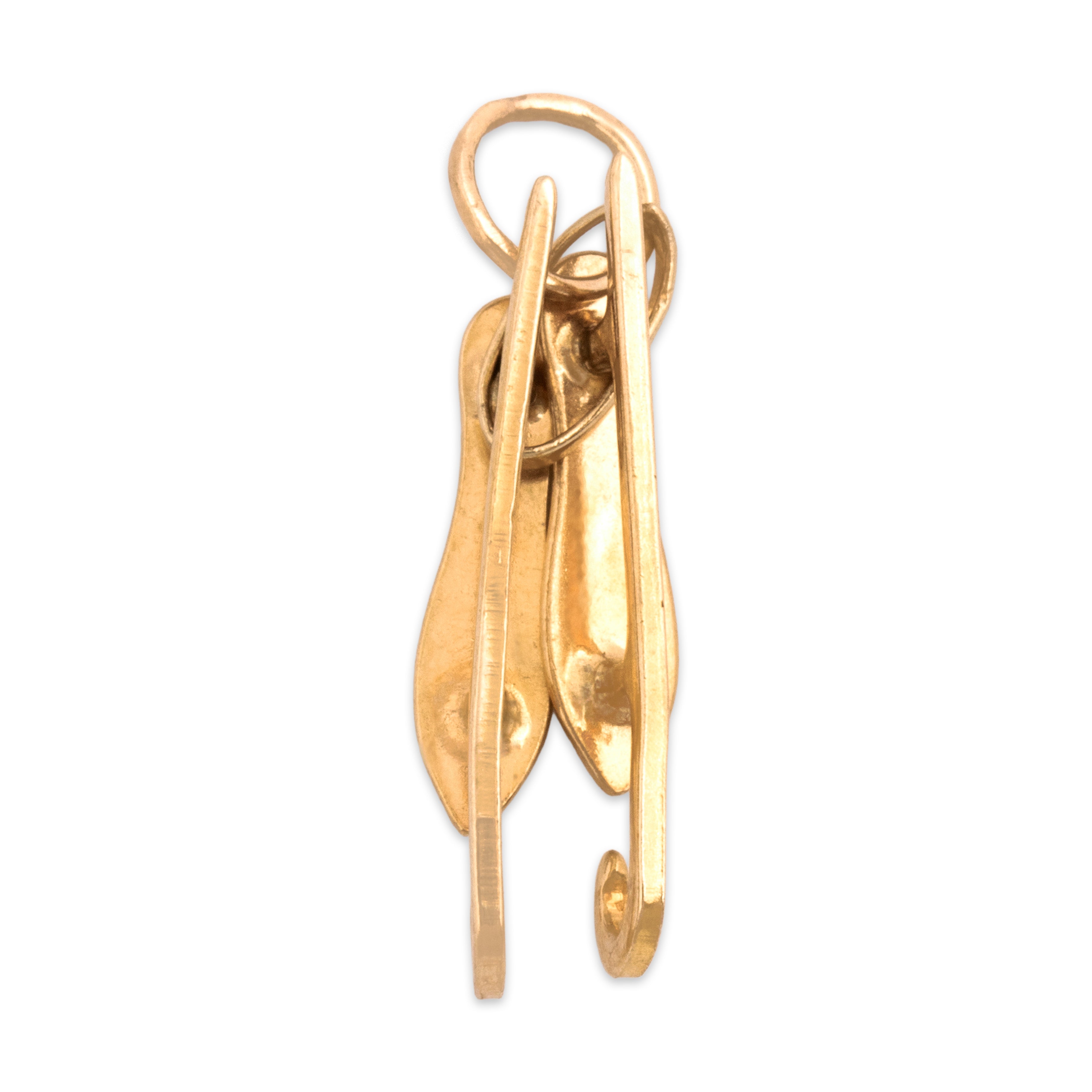 Vintage 14k Yellow Gold Old Fashioned Ice Skates Charm / Pendant