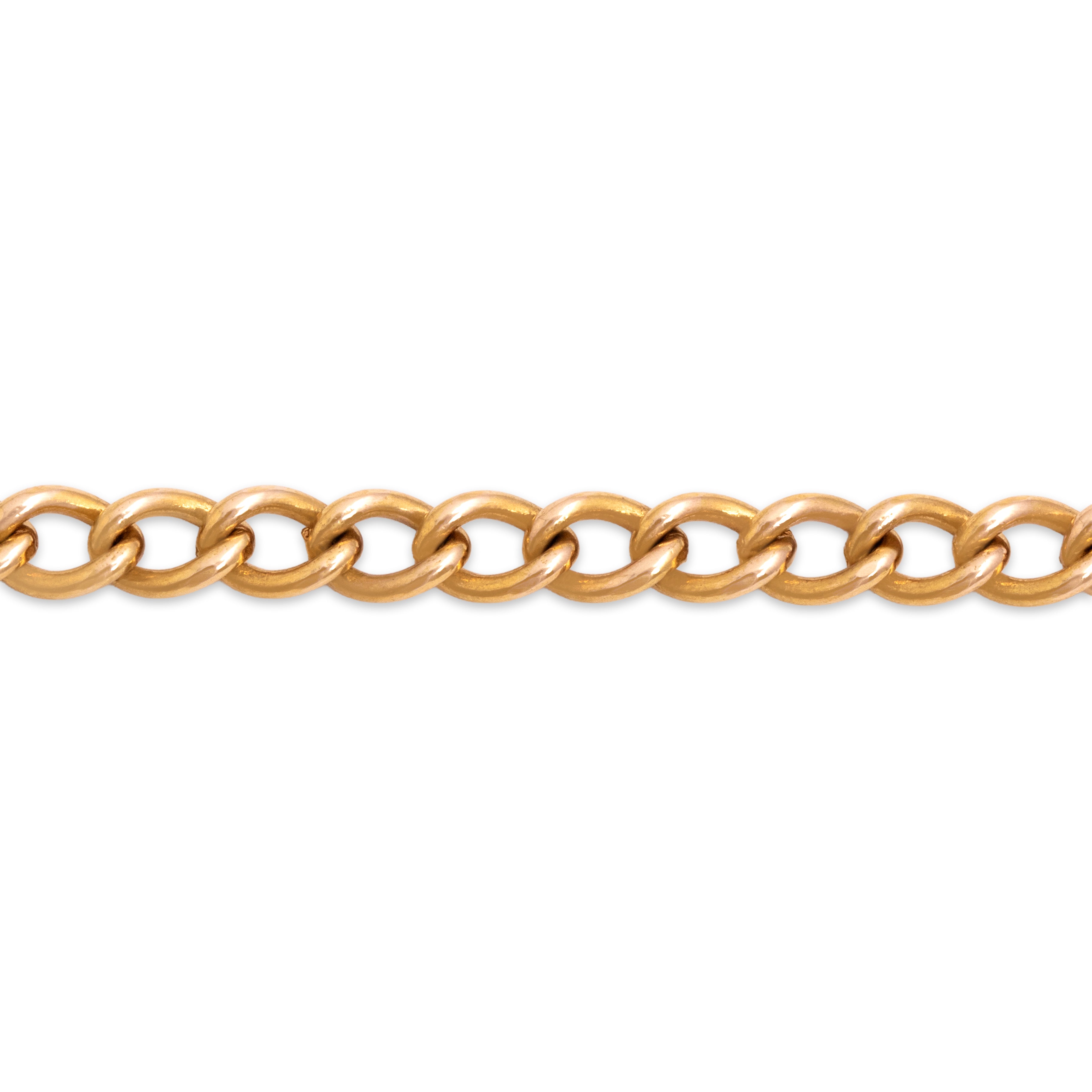 Vintage Heavy 14k Rosy Yellow Gold Classic Gleaming Curb Link Bracelet - detail view #1