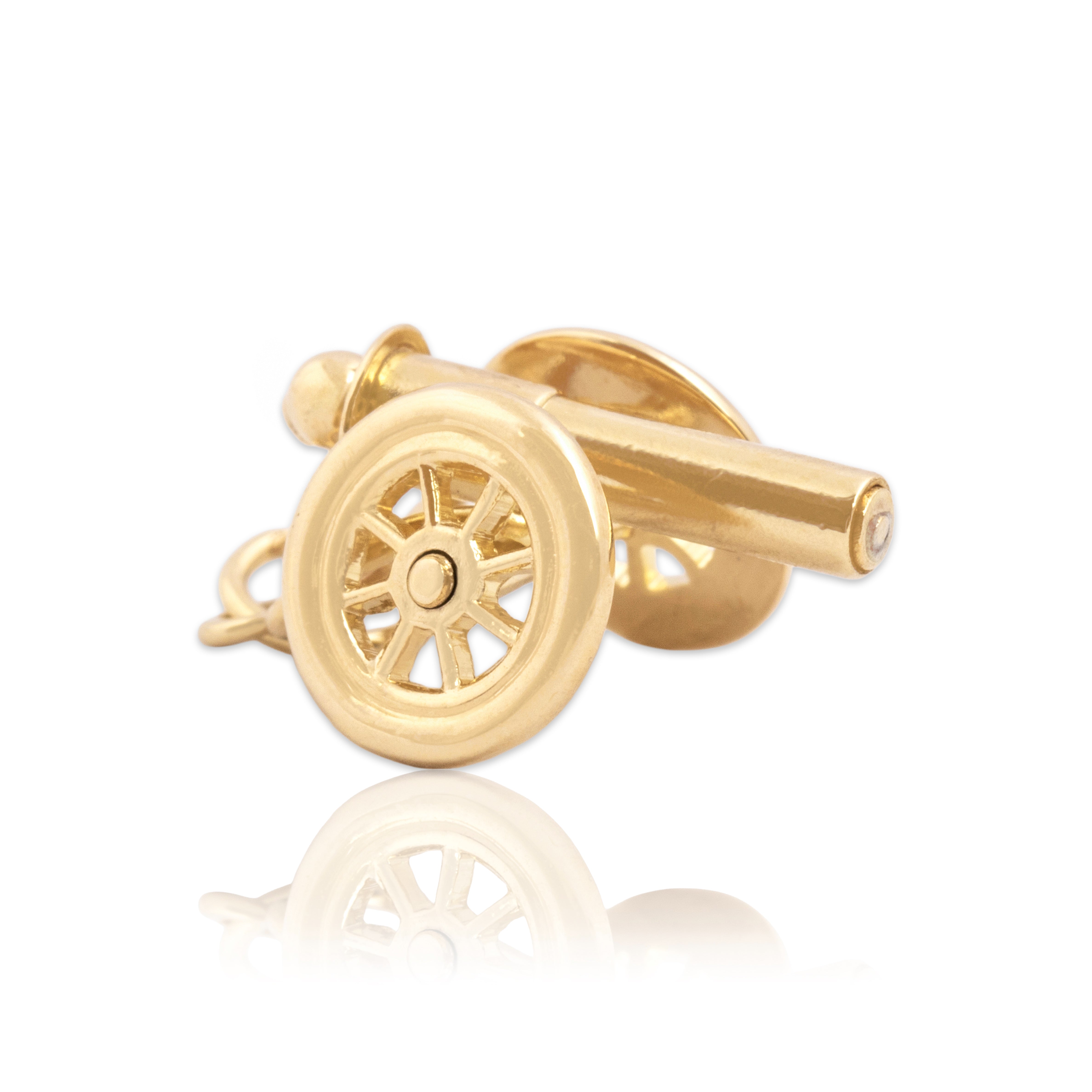 Vintage 14k Yellow Gold Articulated Rolling Cannon Charm / Pendant