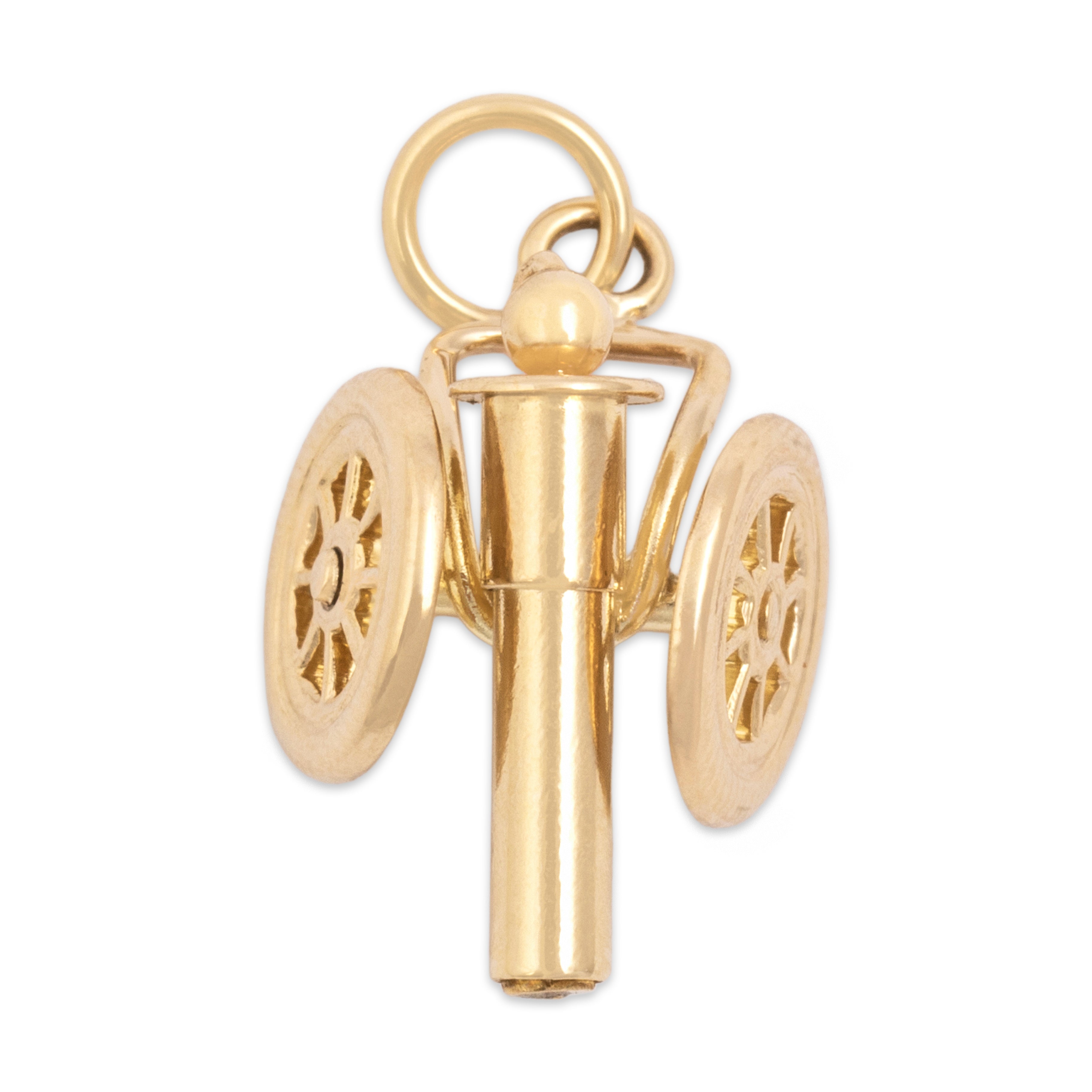 Vintage 14k Yellow Gold Articulated Rolling Cannon Charm / Pendant