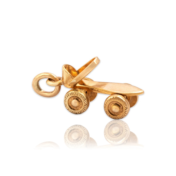Vintage 14k Yellow Gold Adorable Articulating Roller Skate Charm / Pendant