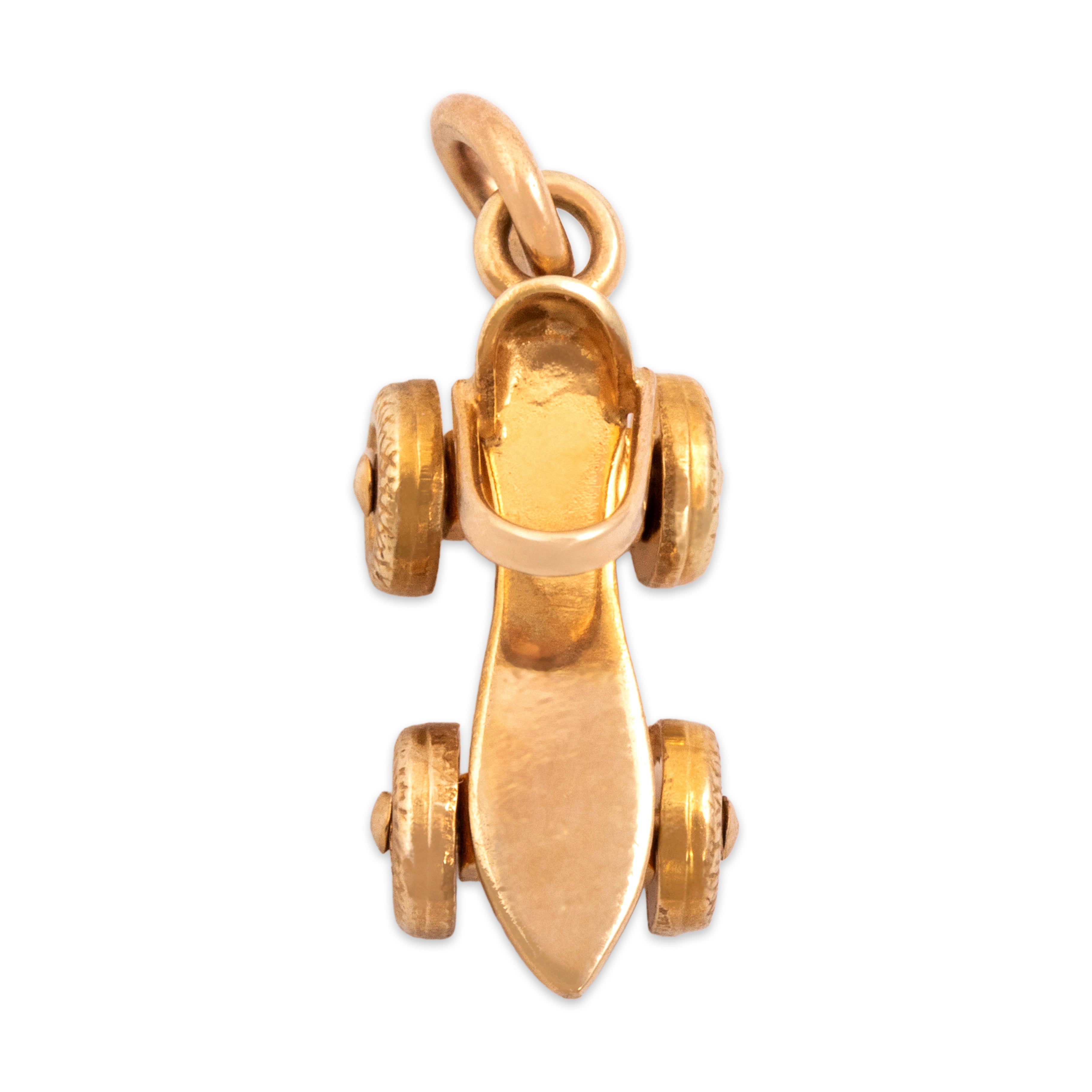Vintage 14k Yellow Gold Adorable Articulating Roller Skate Charm / Pendant - detail view #2
