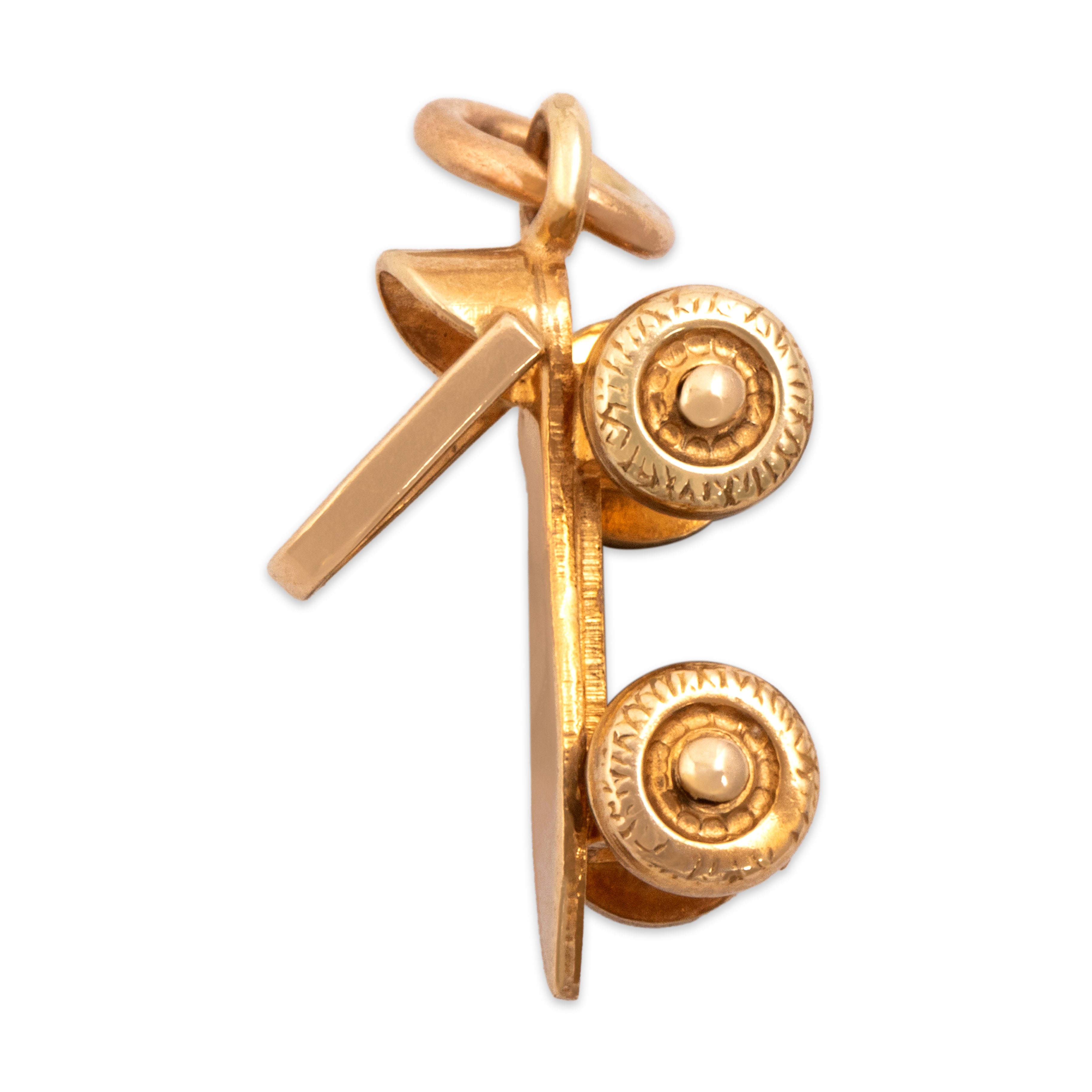 Vintage 14k Yellow Gold Adorable Articulating Roller Skate Charm / Pendant - detail view #3