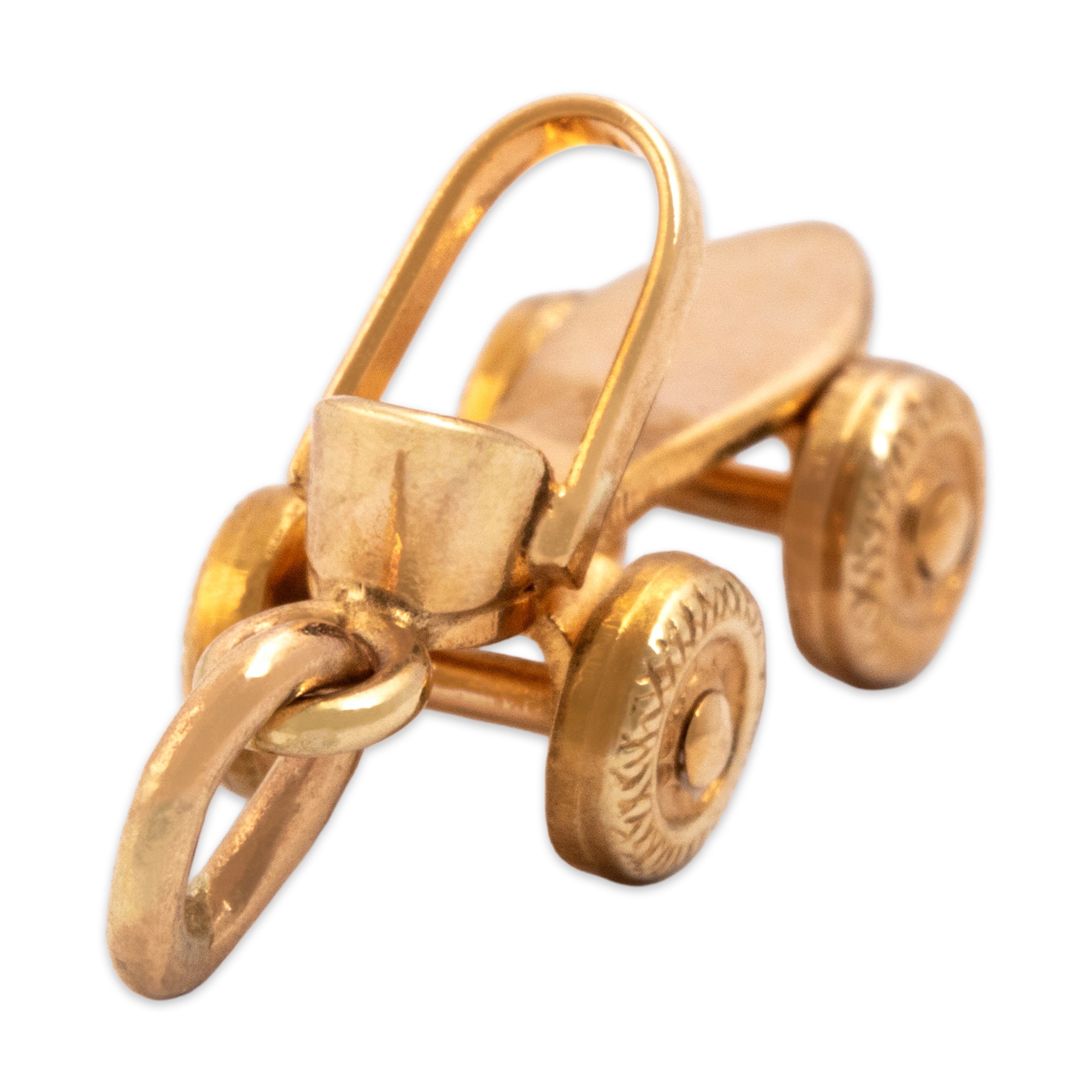Vintage 14k Yellow Gold Adorable Articulating Roller Skate Charm / Pendant - detail view #4