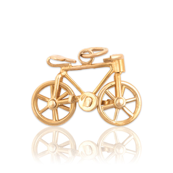 Vintage 14k Yellow Gold Speedy Articulated Bicycle Charm / Pendant
