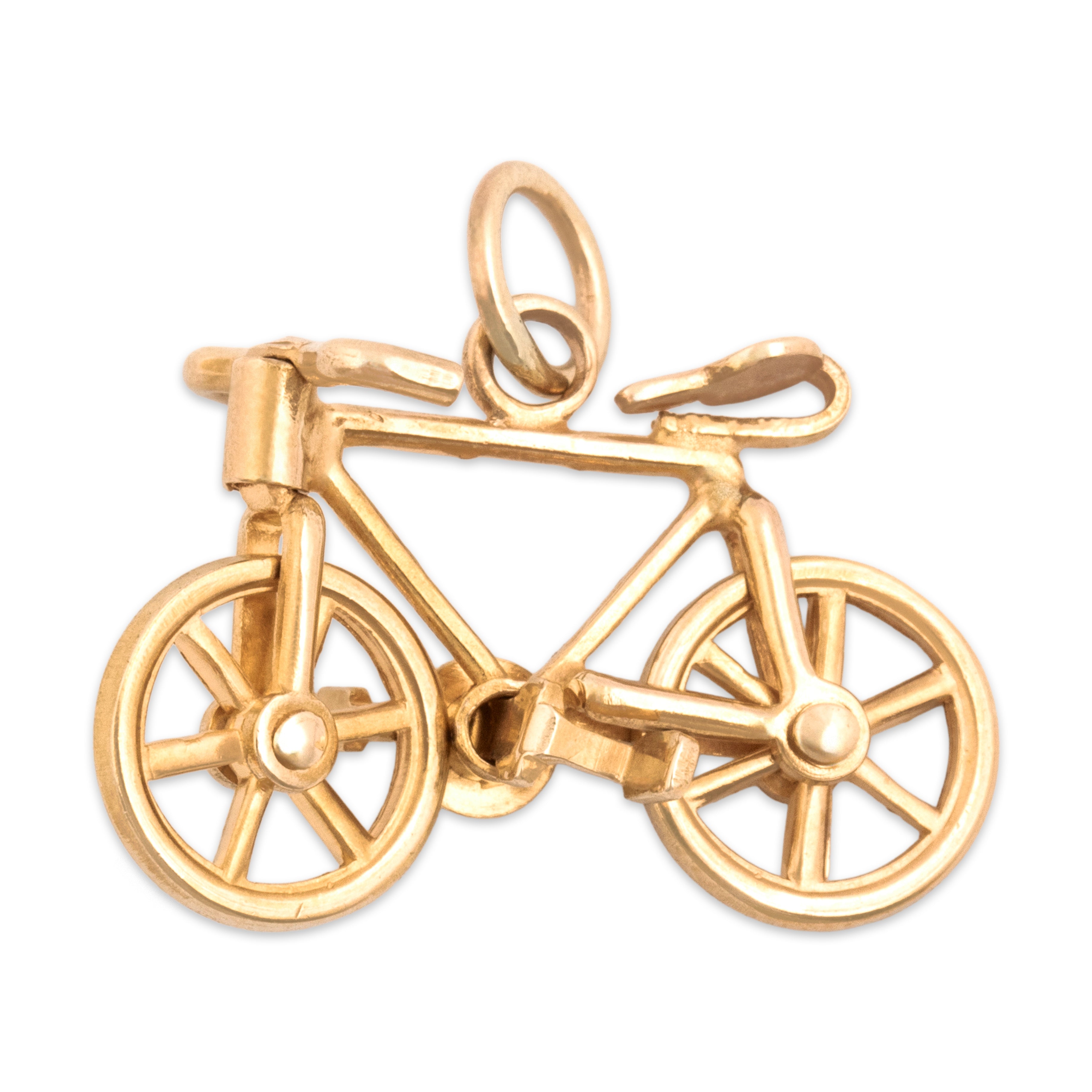 Vintage 14k Yellow Gold Speedy Articulated Bicycle Charm / Pendant