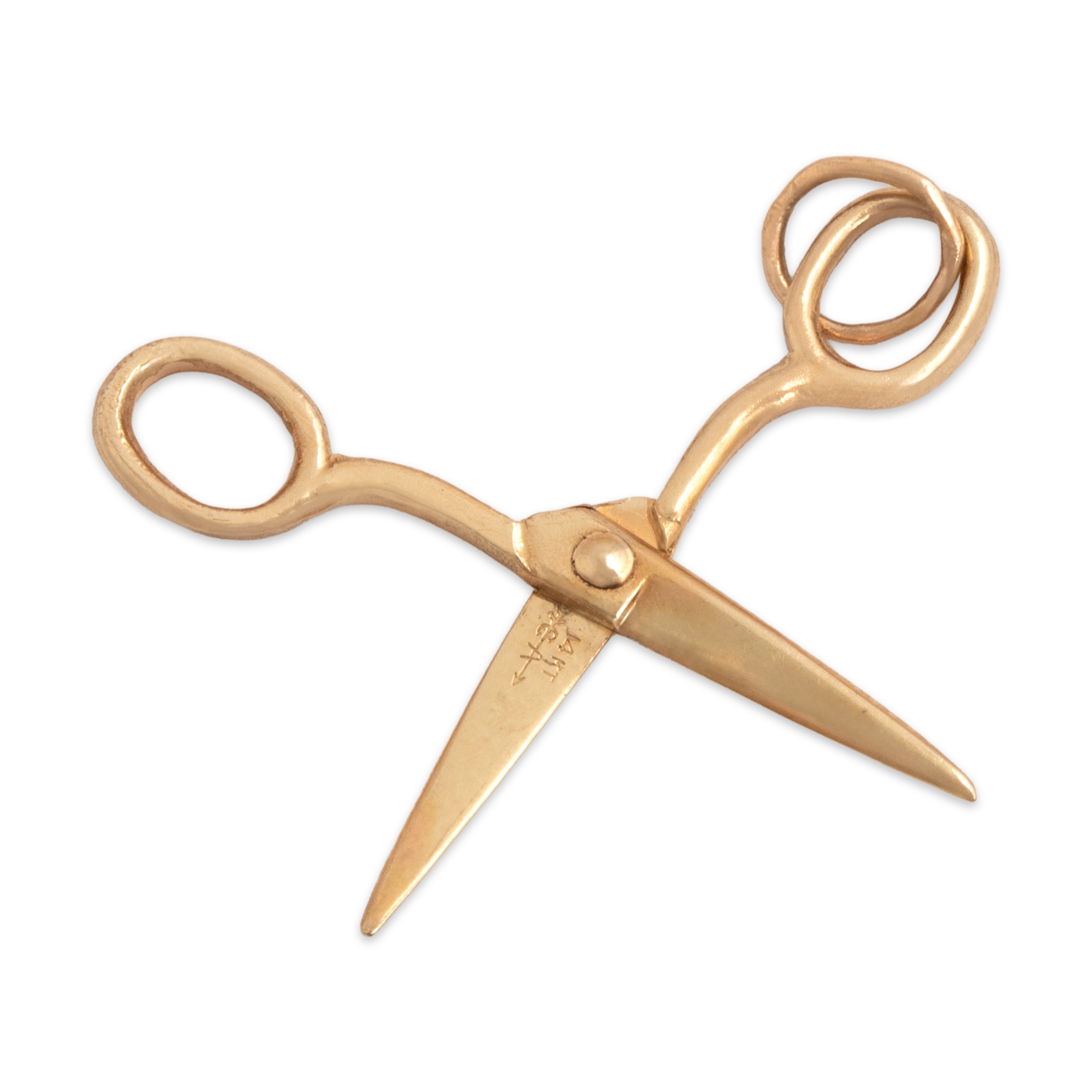 Vintage 14k Yellow Gold Adorable Articulating Snippy Scissors Charm / Pendant - Overall view