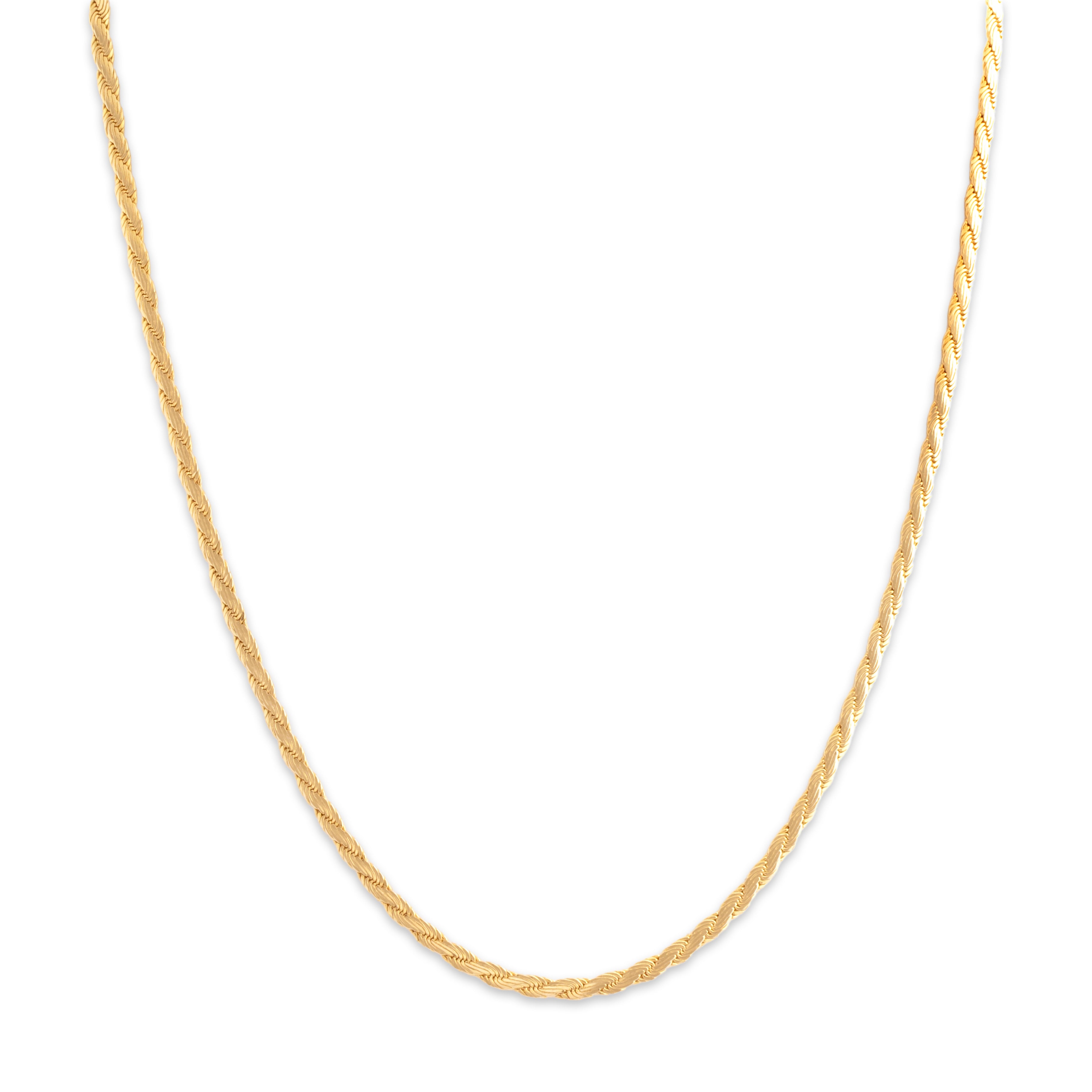 Vintage Italian 14k Yellow Gold Woven Flat Rope Chain Necklace - detail view #1