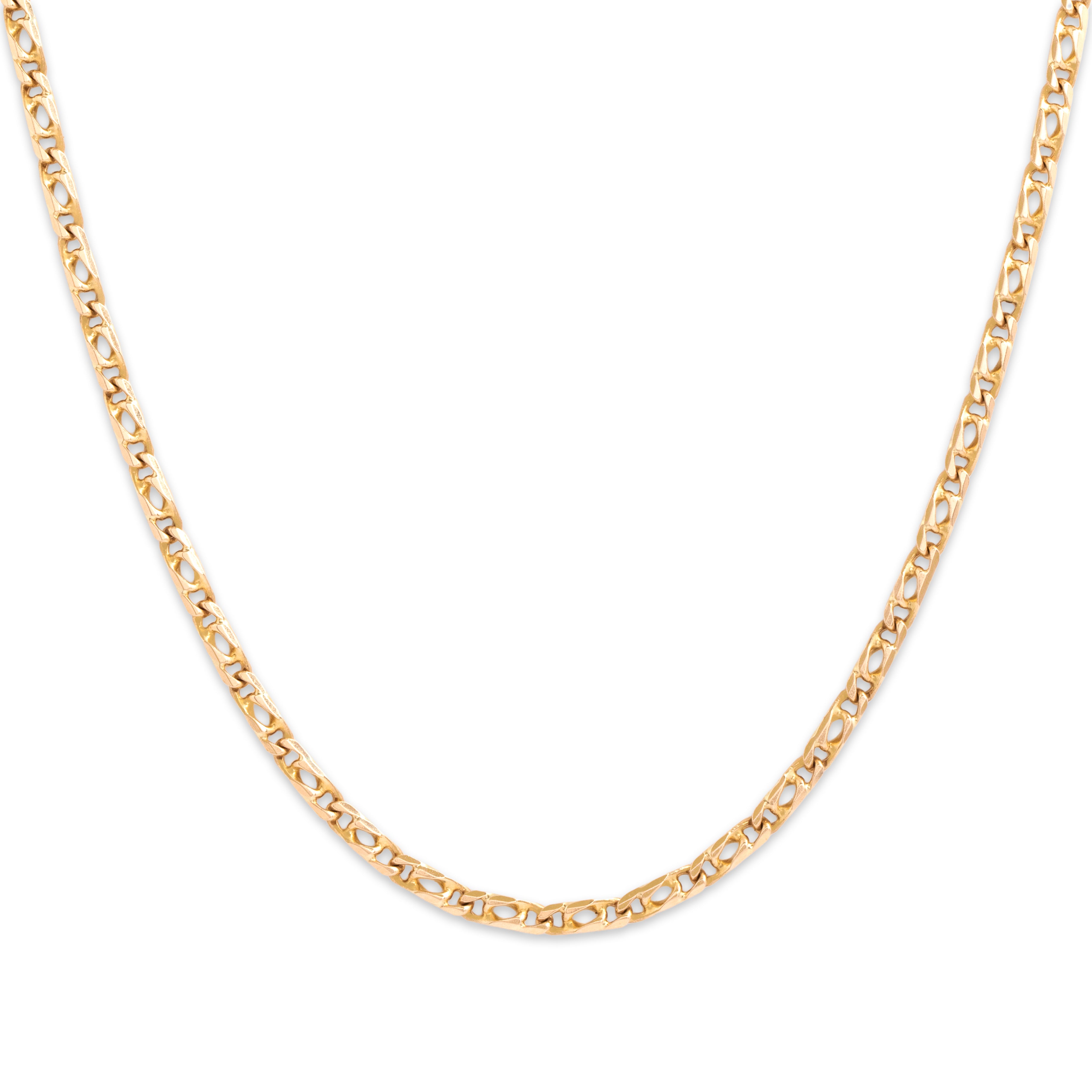 Vintage Italian 14k Yellow Gold 2.4mm Classic Triple Curb Link Chain - Close-up view